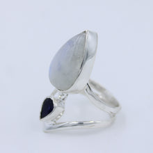 Rainbow Moonstone with iolite 925 silver Designer Ring