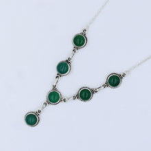 Green Onyx 925 Silver Women's Chain Necklace