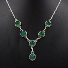 Green Onyx 925 Silver Women's Chain Necklace