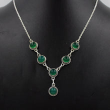 Green Onyx 925 Silver Women's Chain Necklace
