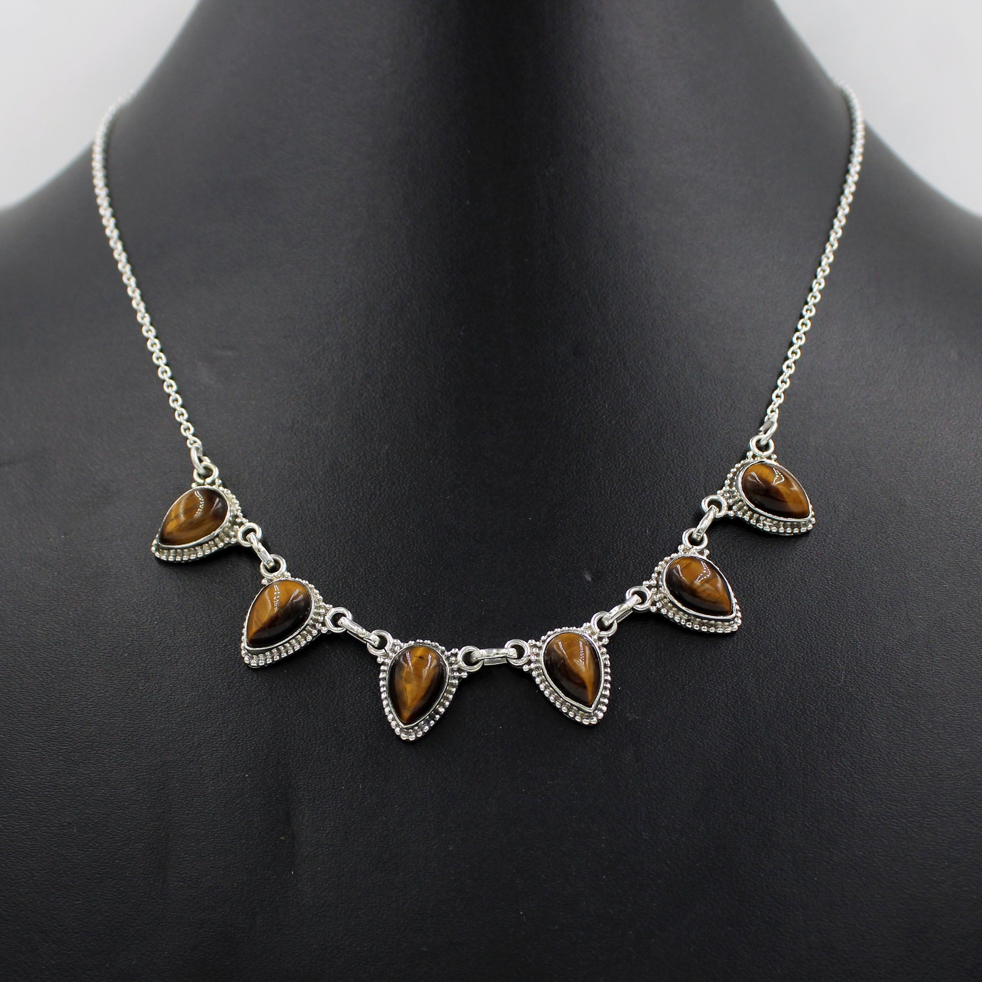 Tiger's Eye 925 Silver Jewelry Necklace