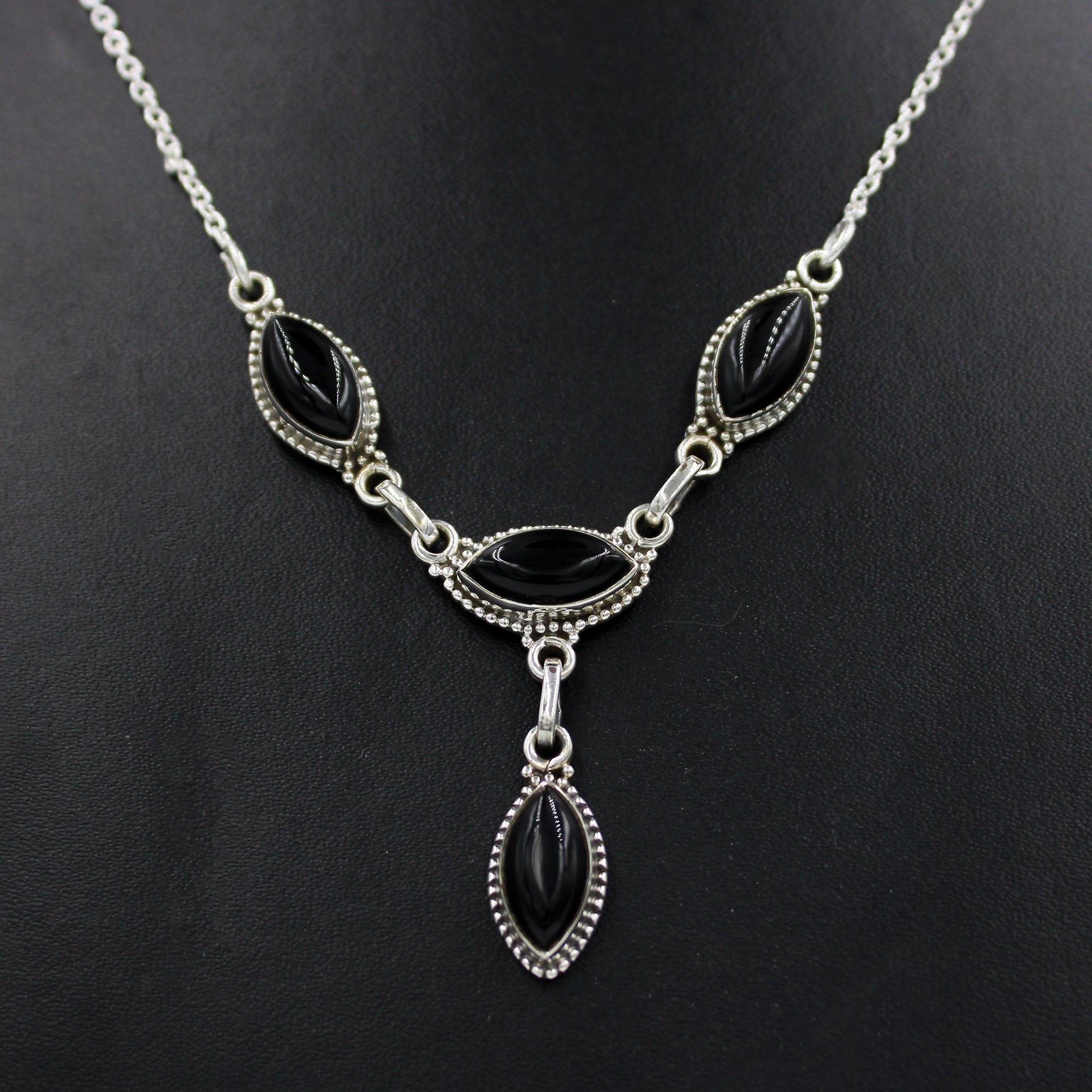 Black Onyx 925 Sterling Silver Handmade Necklace