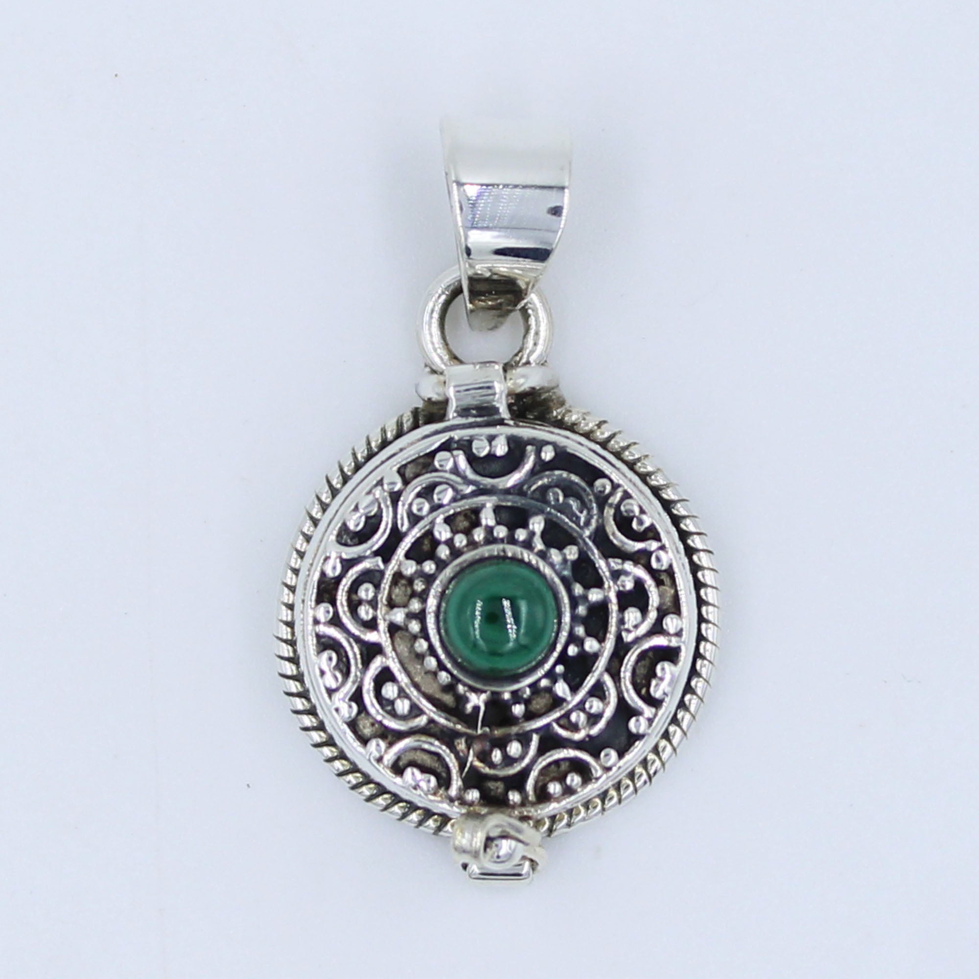 Natural Malachite Poison Box 925 Silver Jewelry Pendant