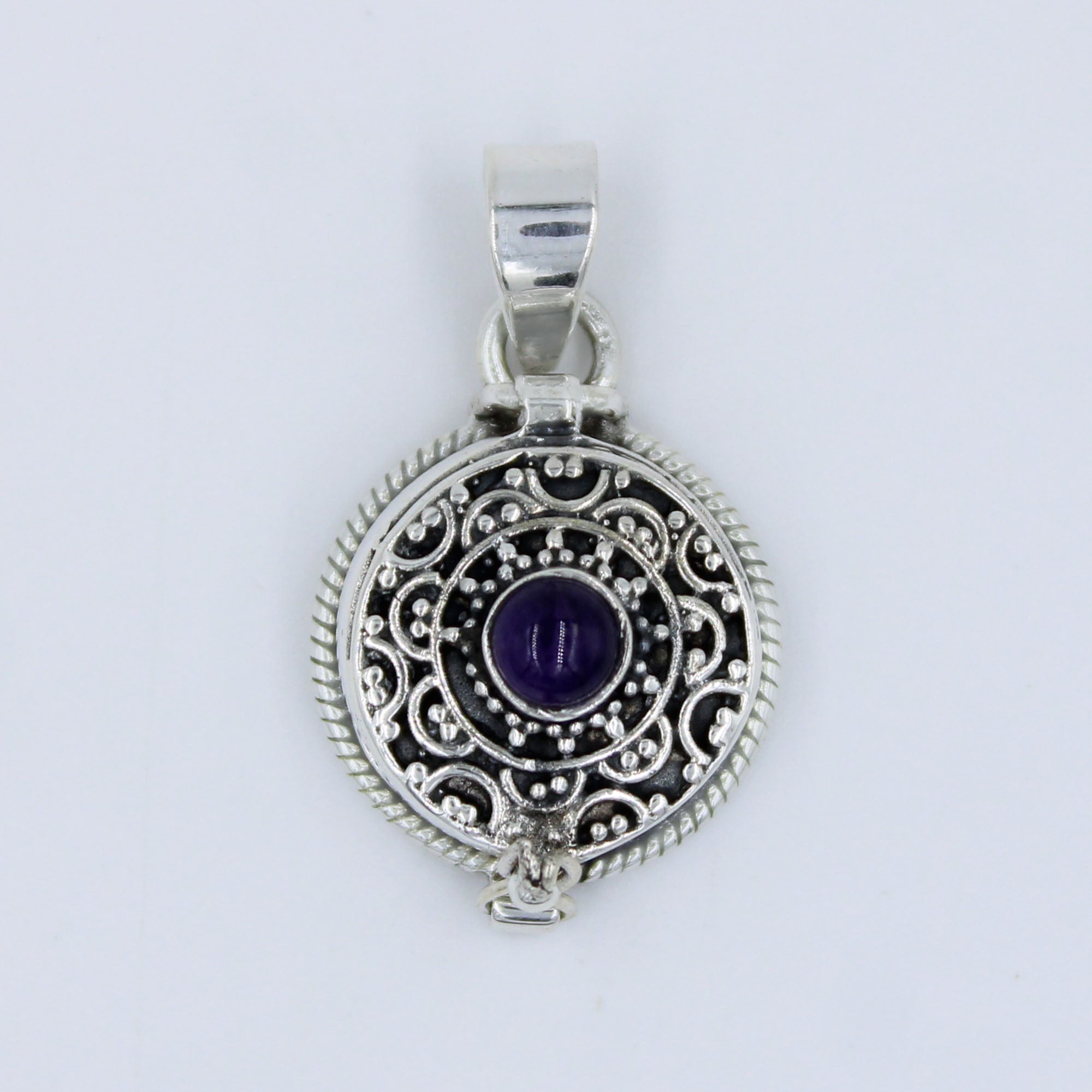 Amethyst Poison Box 925 Silver Vintage Pendant