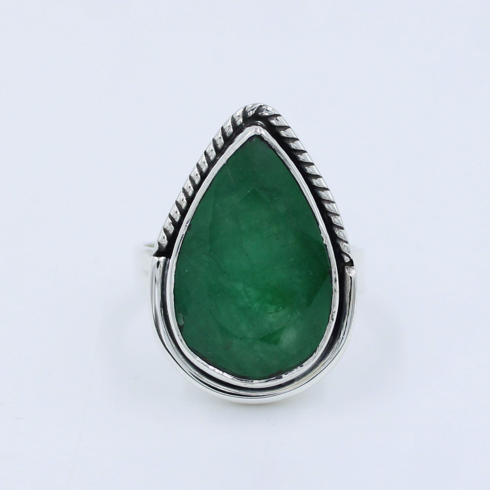 Natural Emerald Quartz 925 Sterling Silver Ring