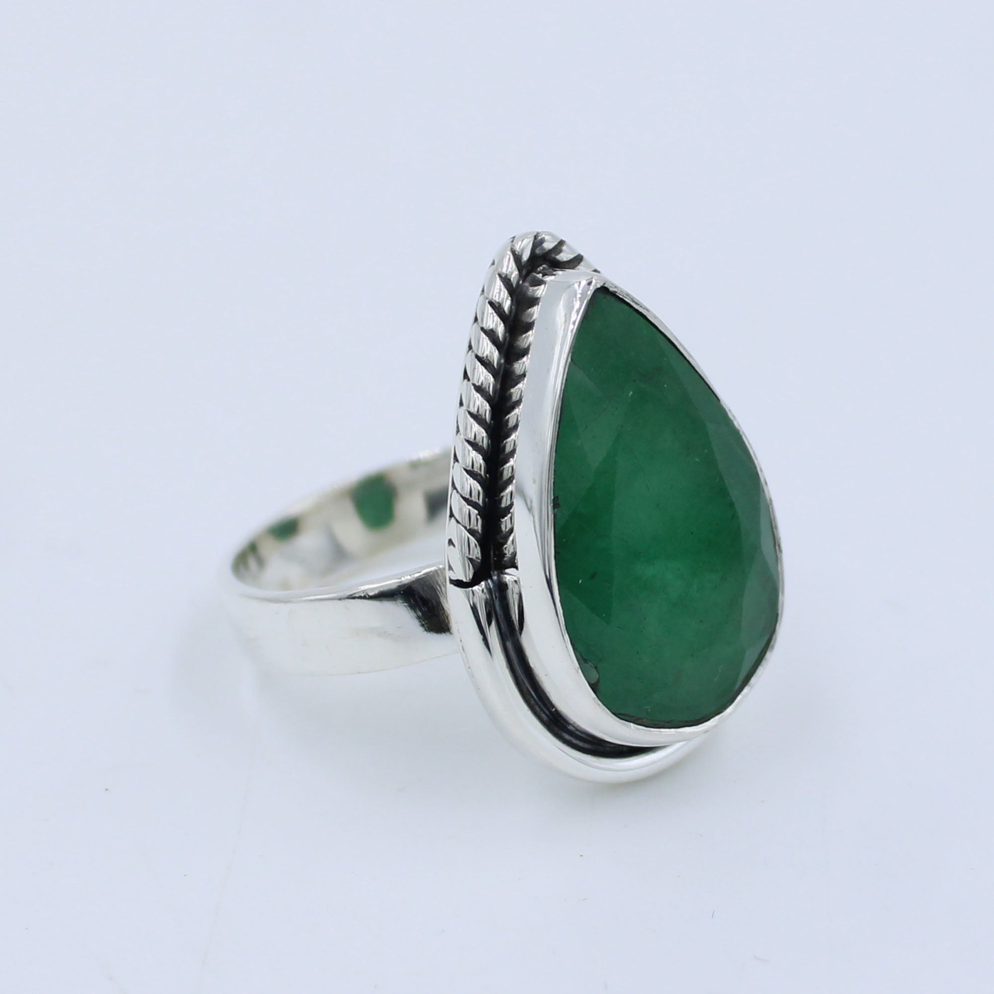 Natural Emerald Quartz 925 Sterling Silver Ring