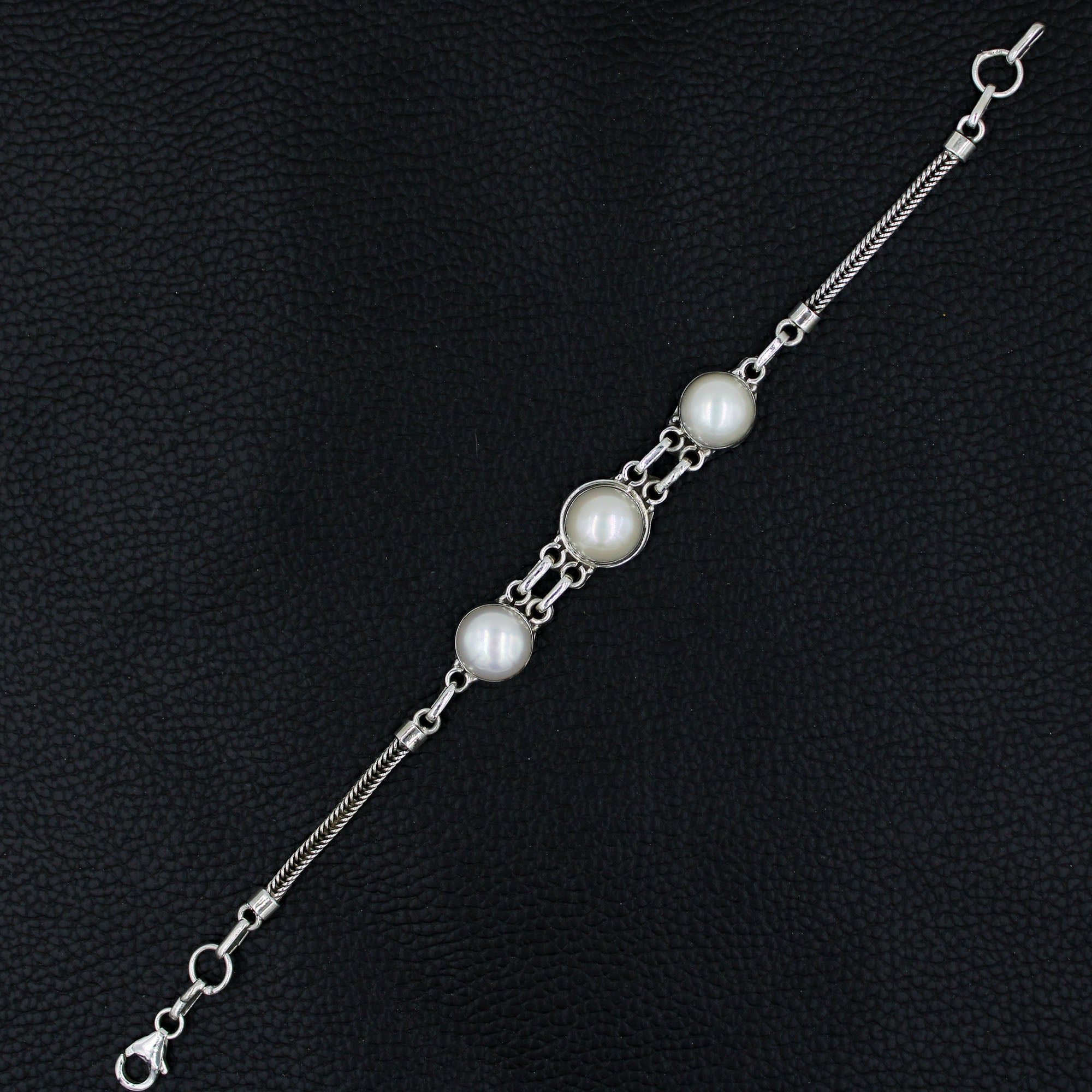 Fresh Water Pearl 925 Sterling Silver Handmade Bracelet
