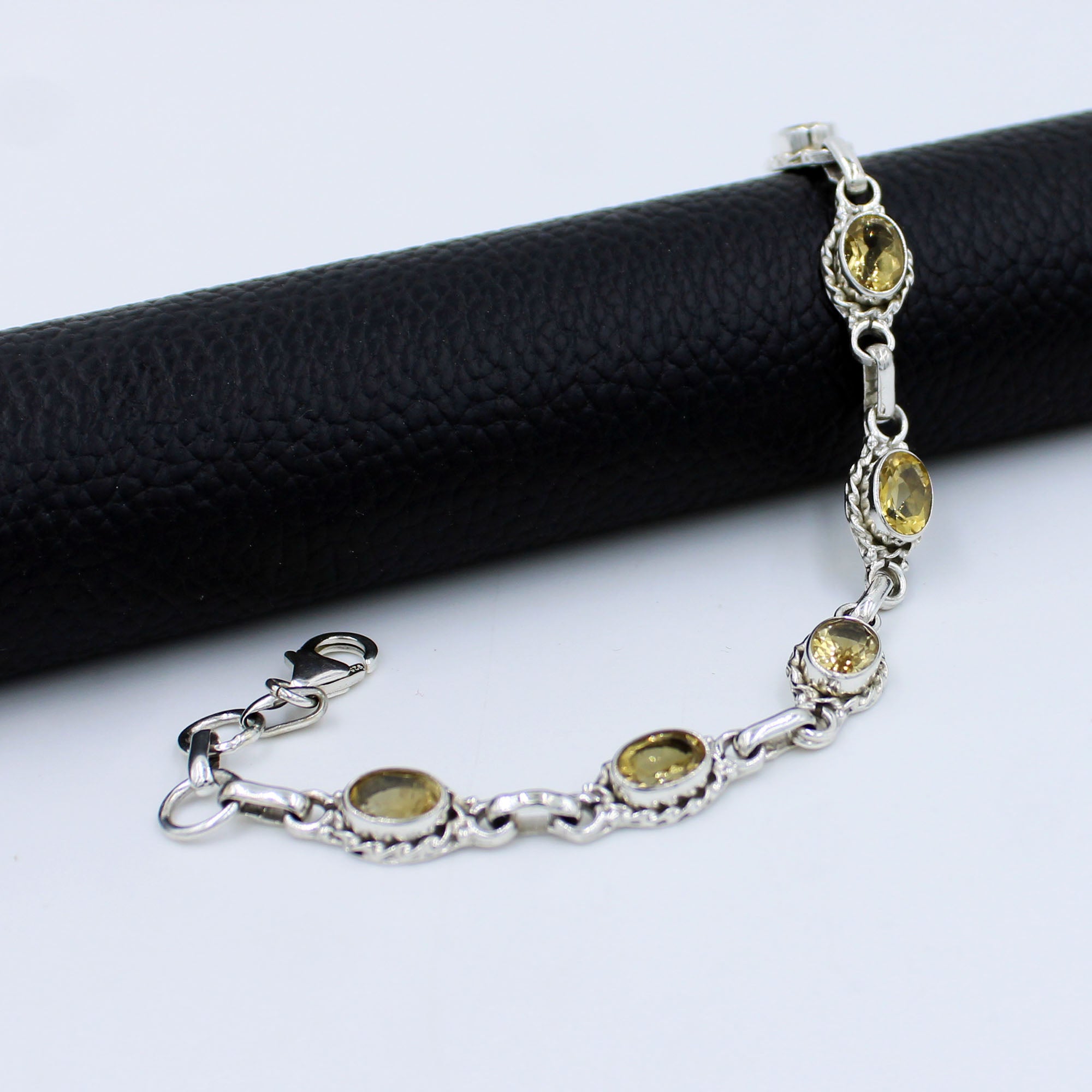 Natural Citrine 925 Silver Women's Bracelet