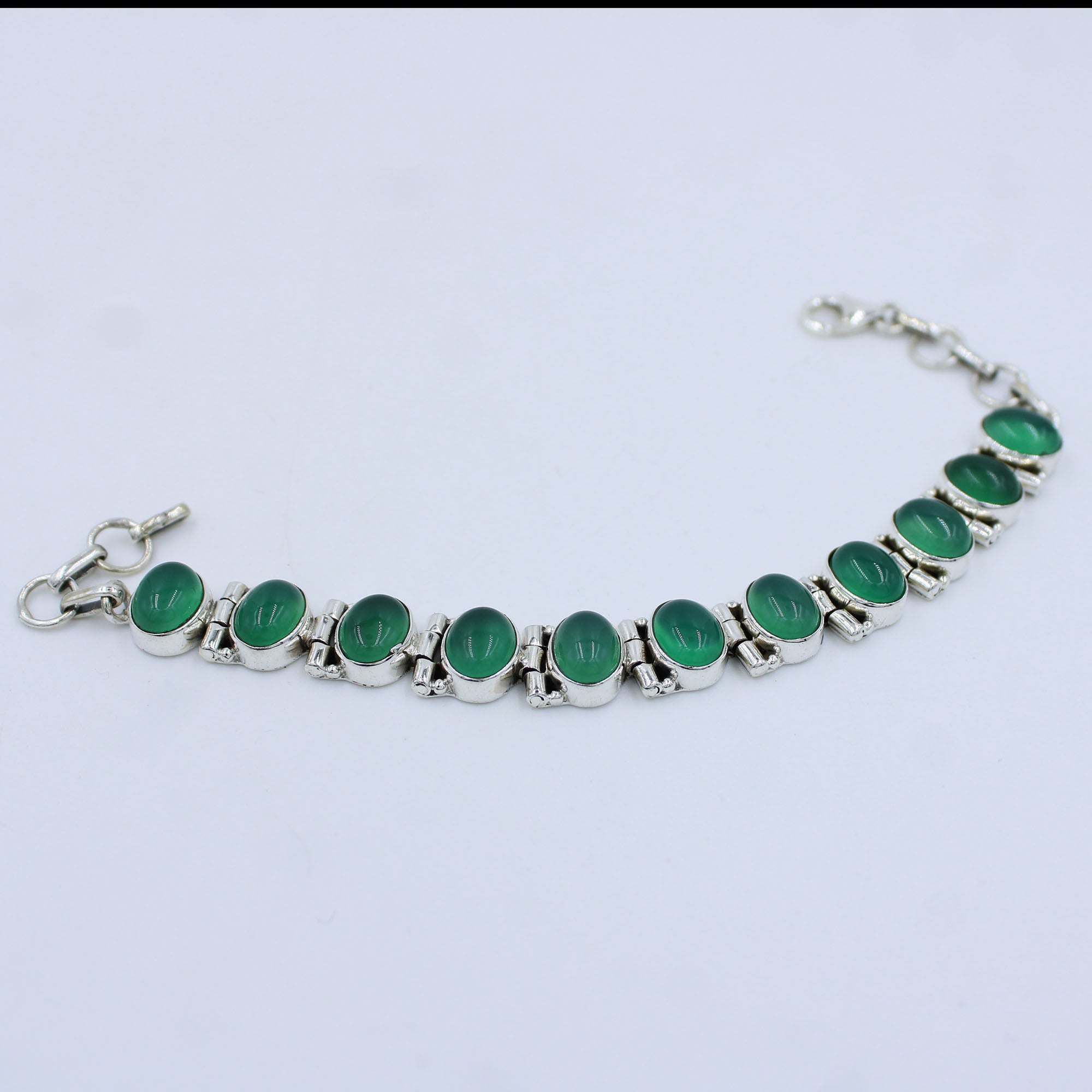 Green Onyx 925 Sterling Silver Bracelet