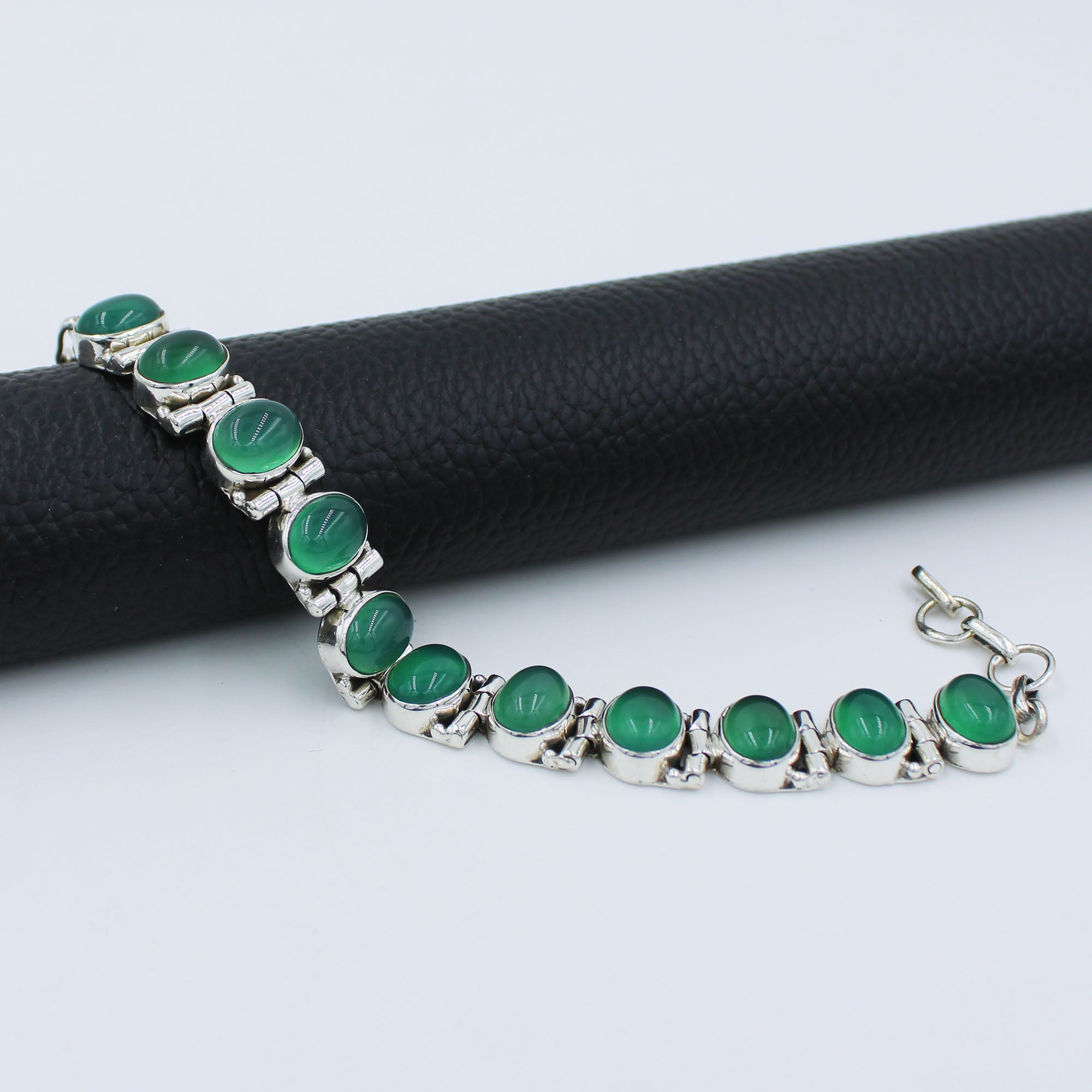 Green Onyx 925 Sterling Silver Bracelet
