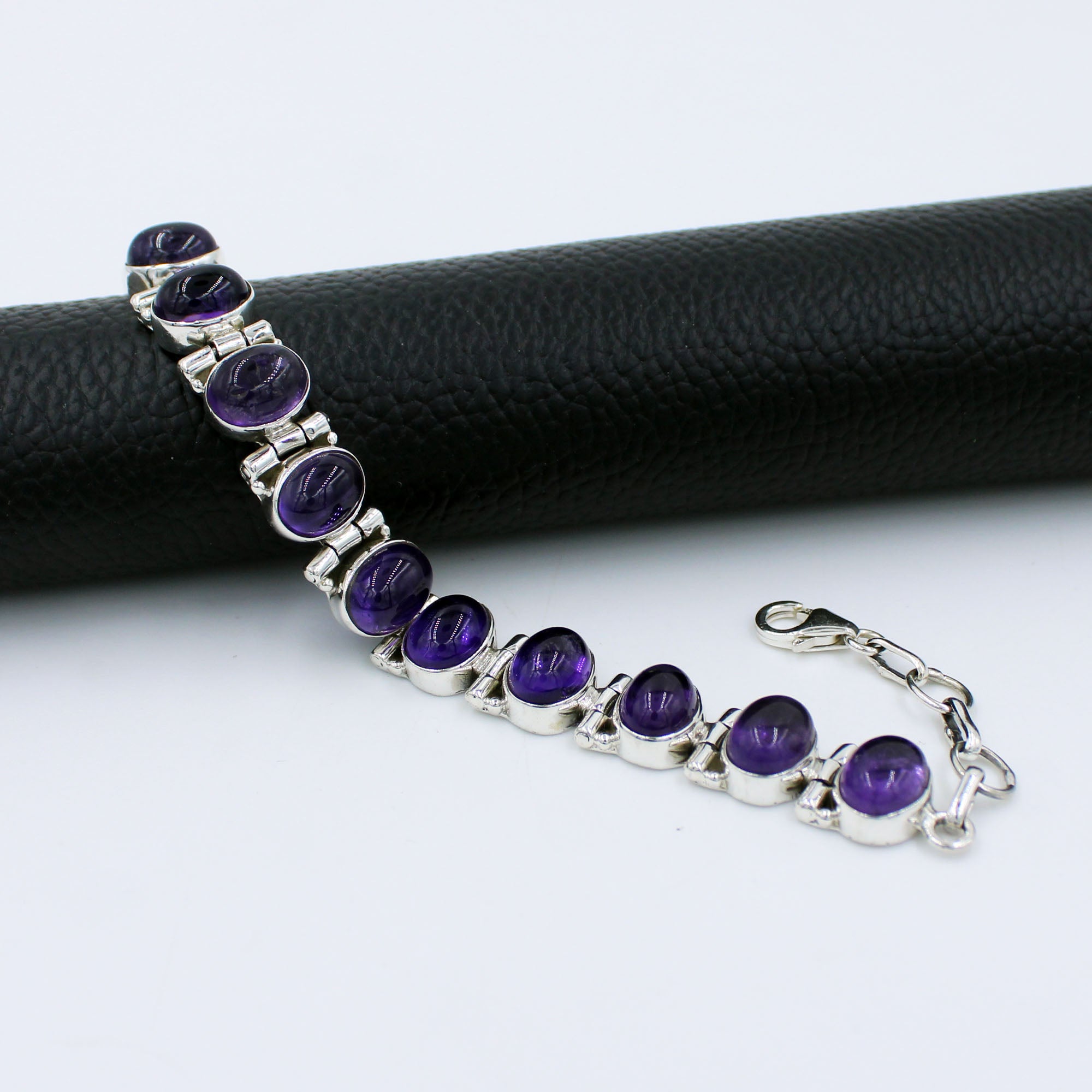 Purple Amethyst 925 Sterling Silver Handmade Bracelet