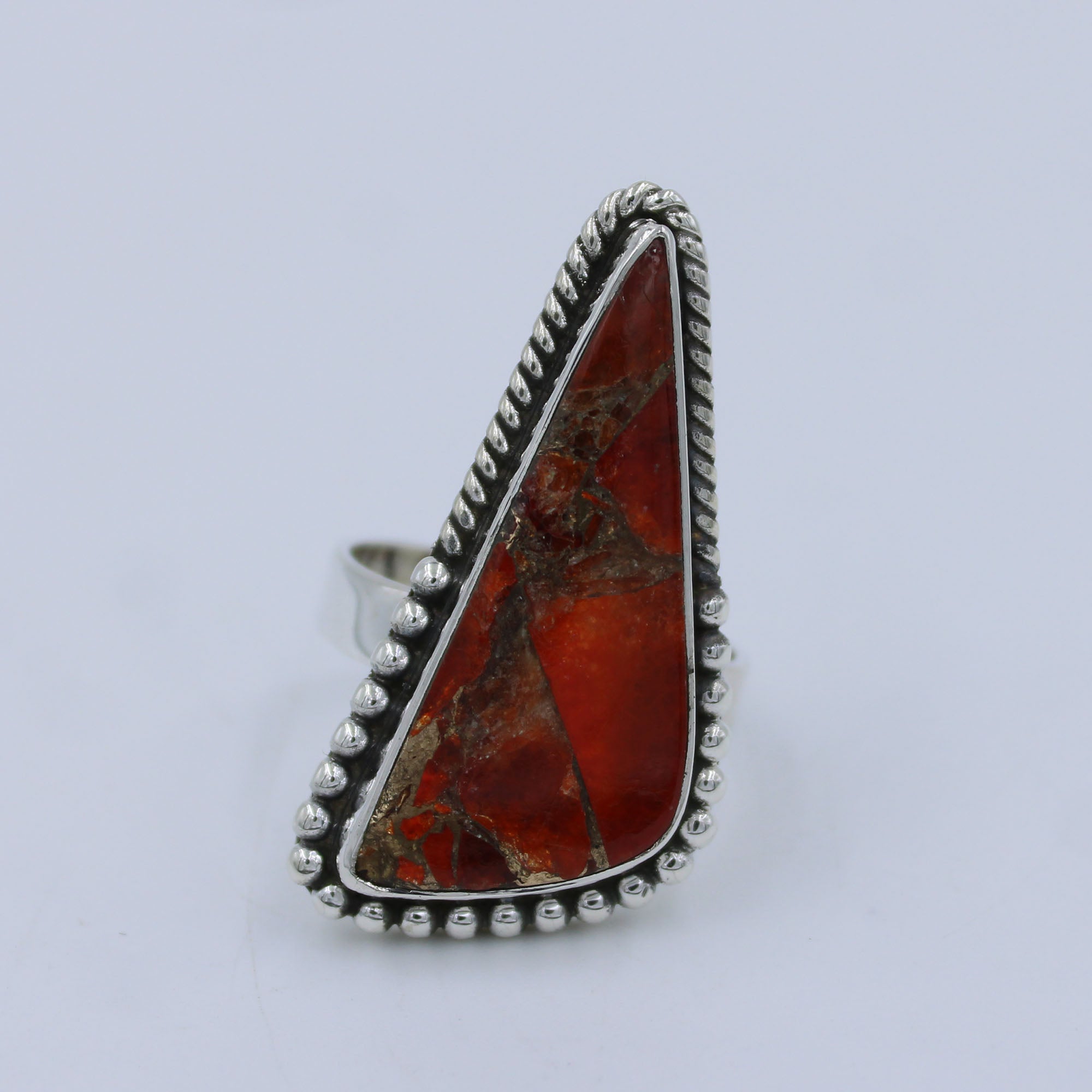 Natural Sunstone Copper 925 Silver Handmade Ring