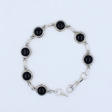 Natural Black Onyx 925 Silver Jewelry Bracelet