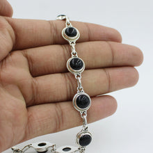 Natural Black Onyx 925 Silver Jewelry Bracelet