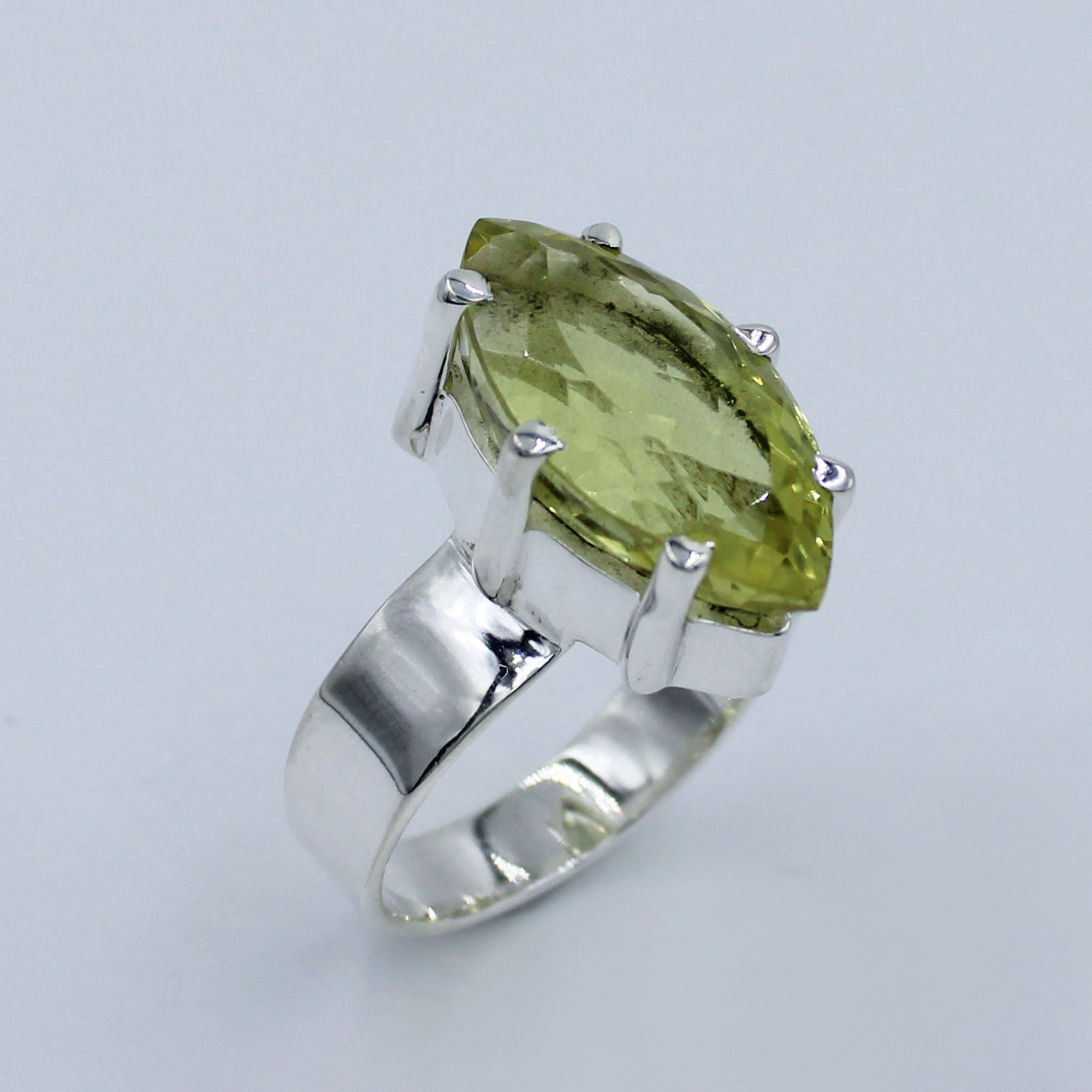 Lemon Quartz Faceted 925 Silver Jewelry Ring