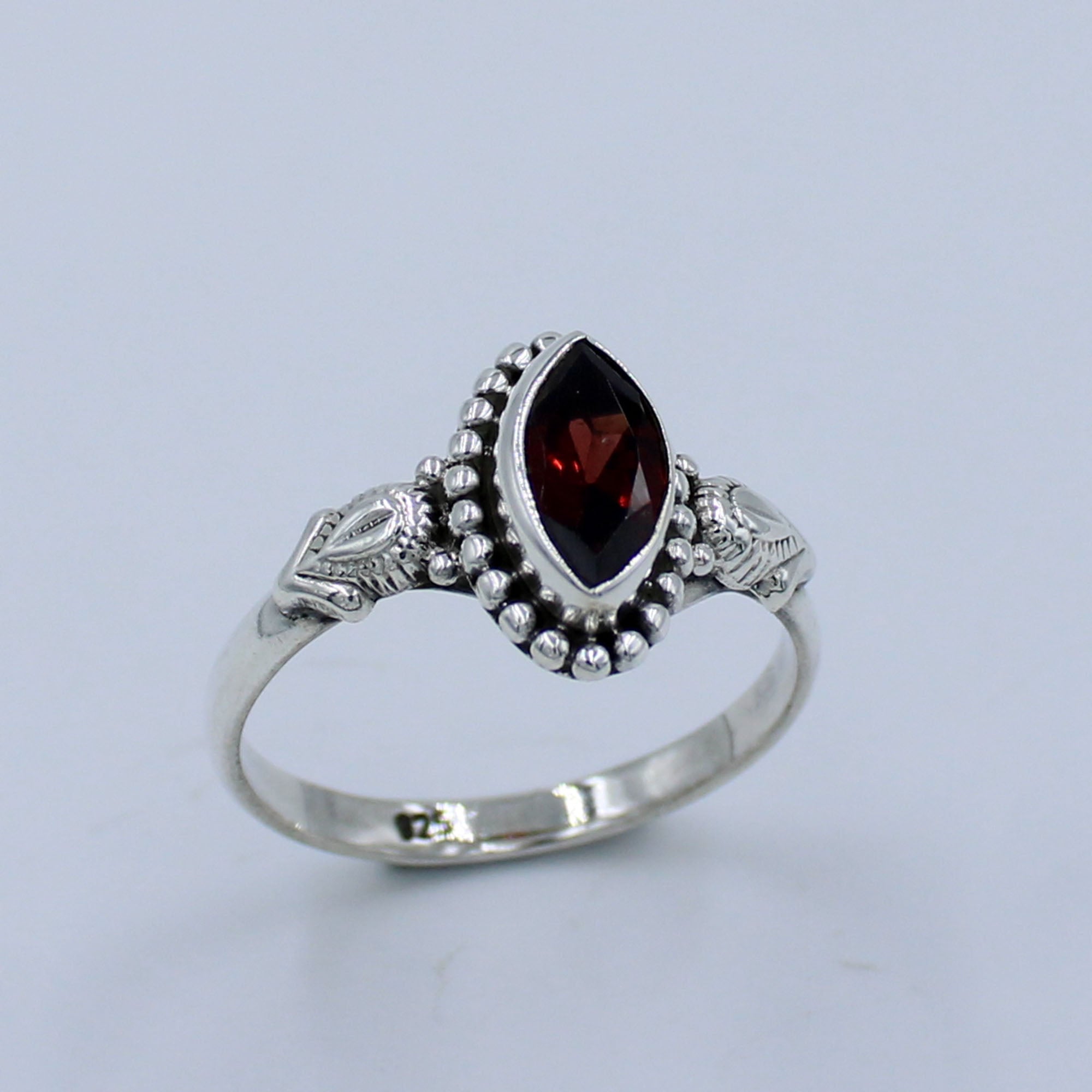 Garnet Solid Sterling Silver Ring