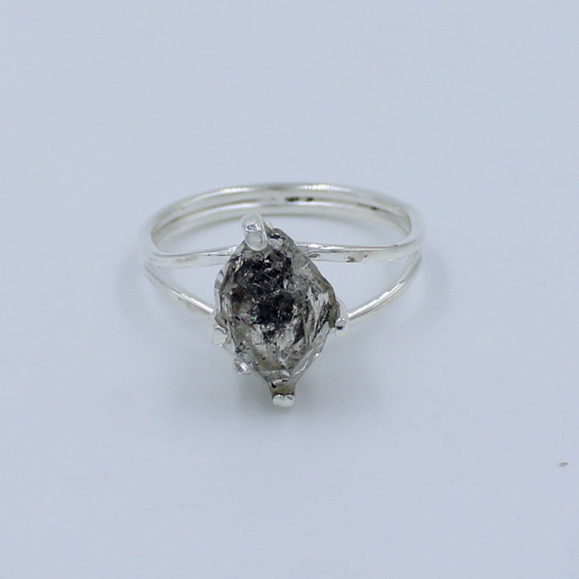 Raw Herkimer Diamond 925 Silver Ring