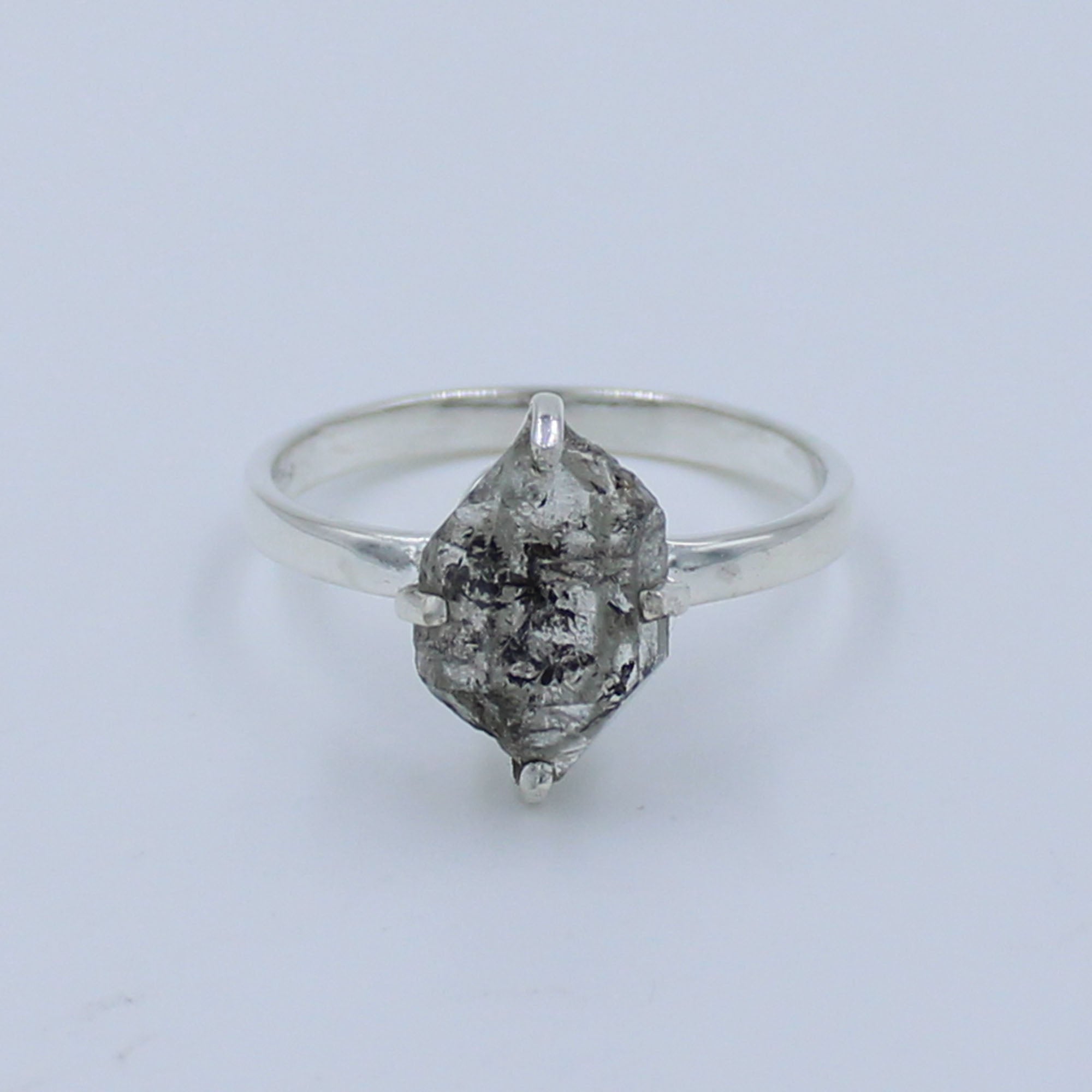 Raw Uncut Herkimer Diamond Silver Ring