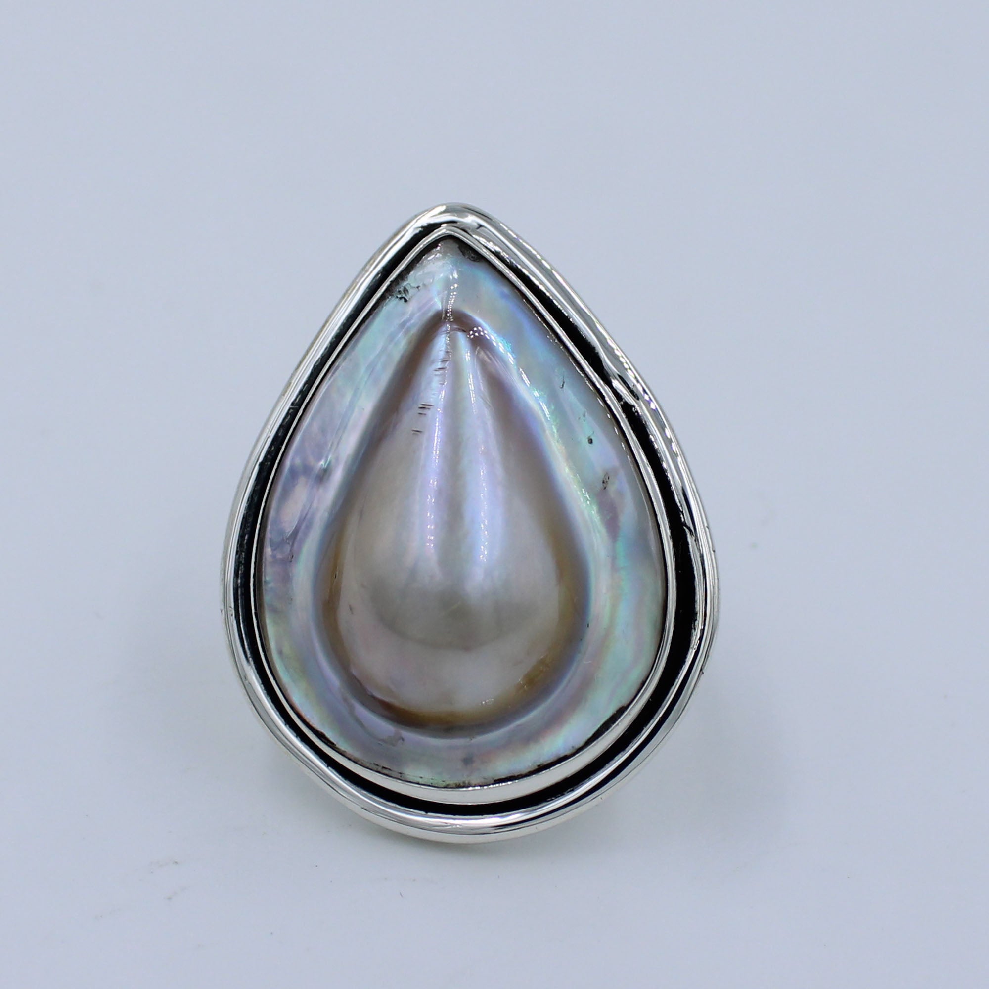 Rare Mother Of Pearl 925 Silver Elegant Ring