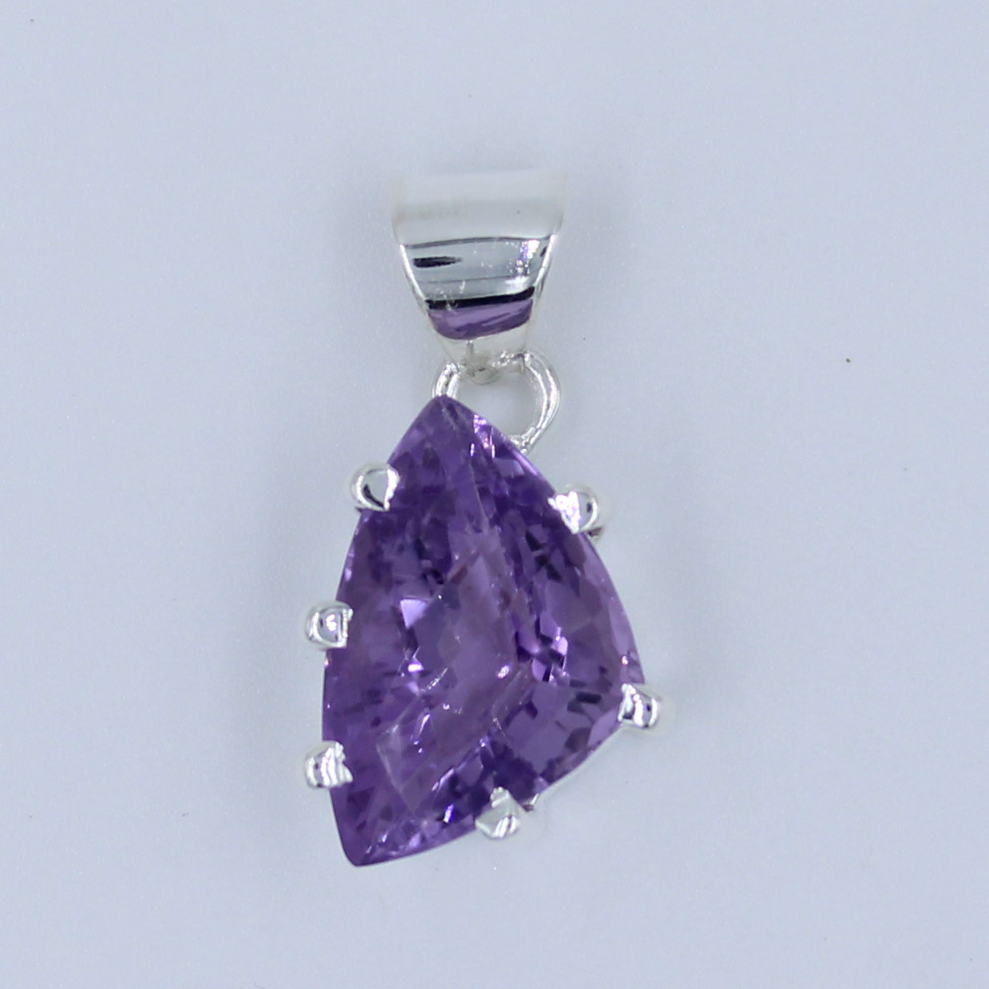 Amethyst Faceted 925 Silver Pendant