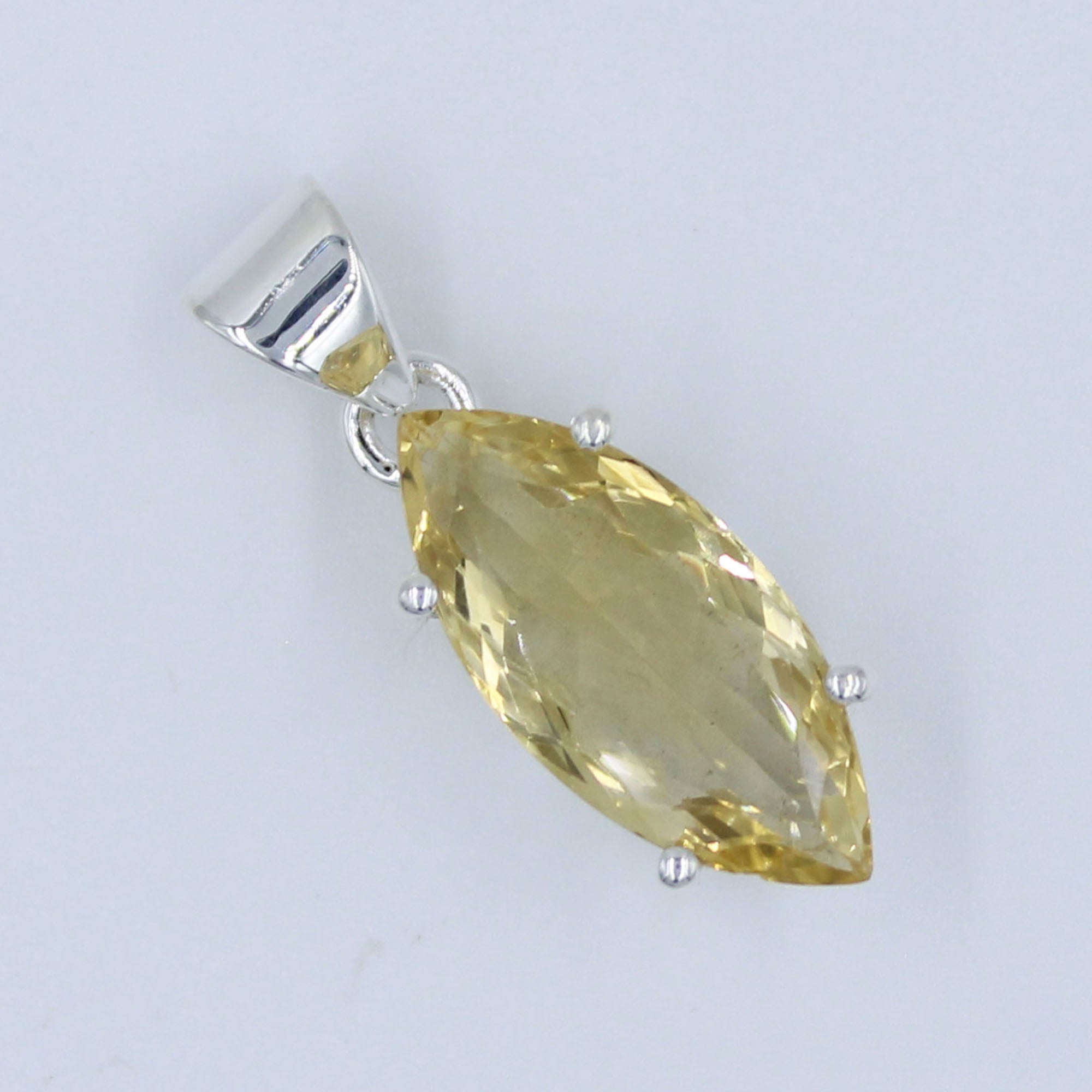 Natural Citrine Marquise 925 Silver Pendant