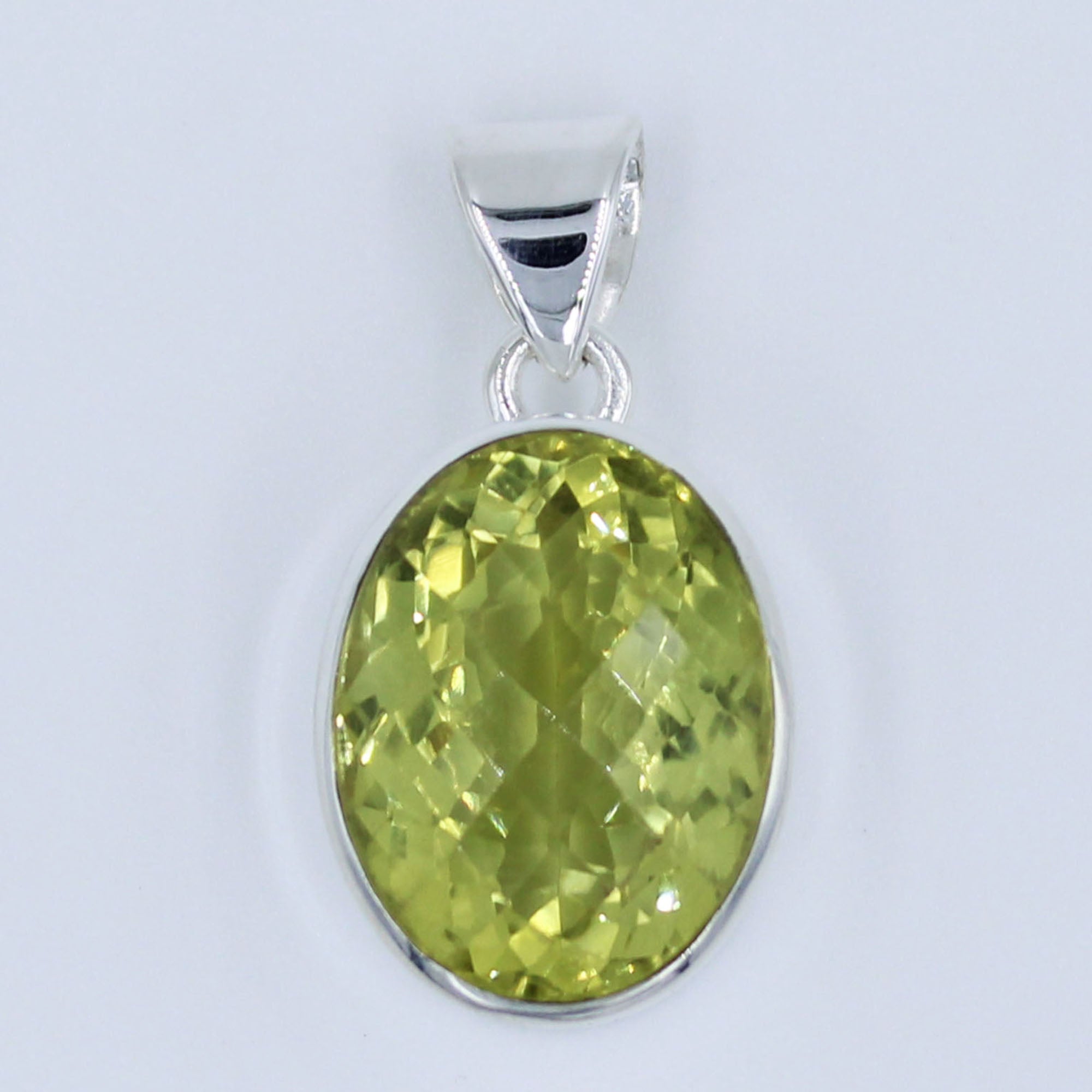 Natural Lemon Quartz 925 Silver Pendant