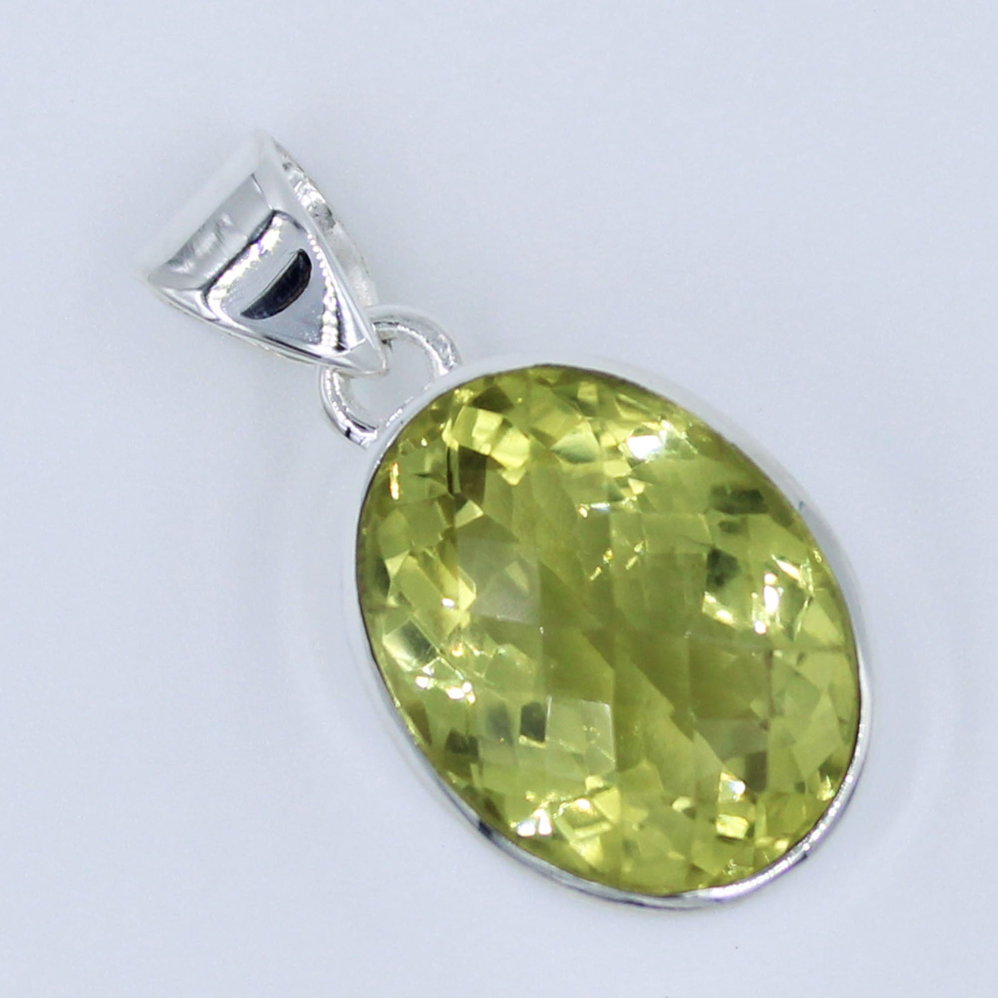 Natural Lemon Quartz 925 Silver Pendant