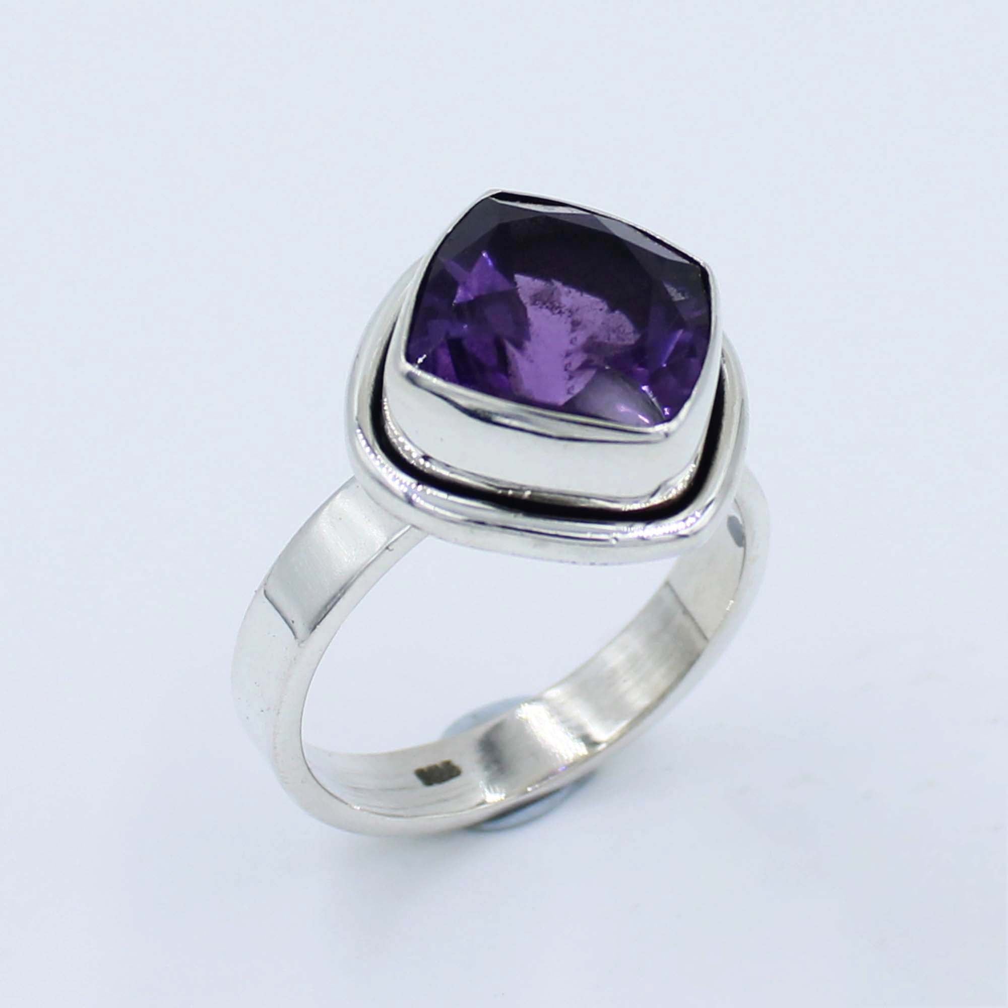 February Birthstone Amethyst Silver Ring