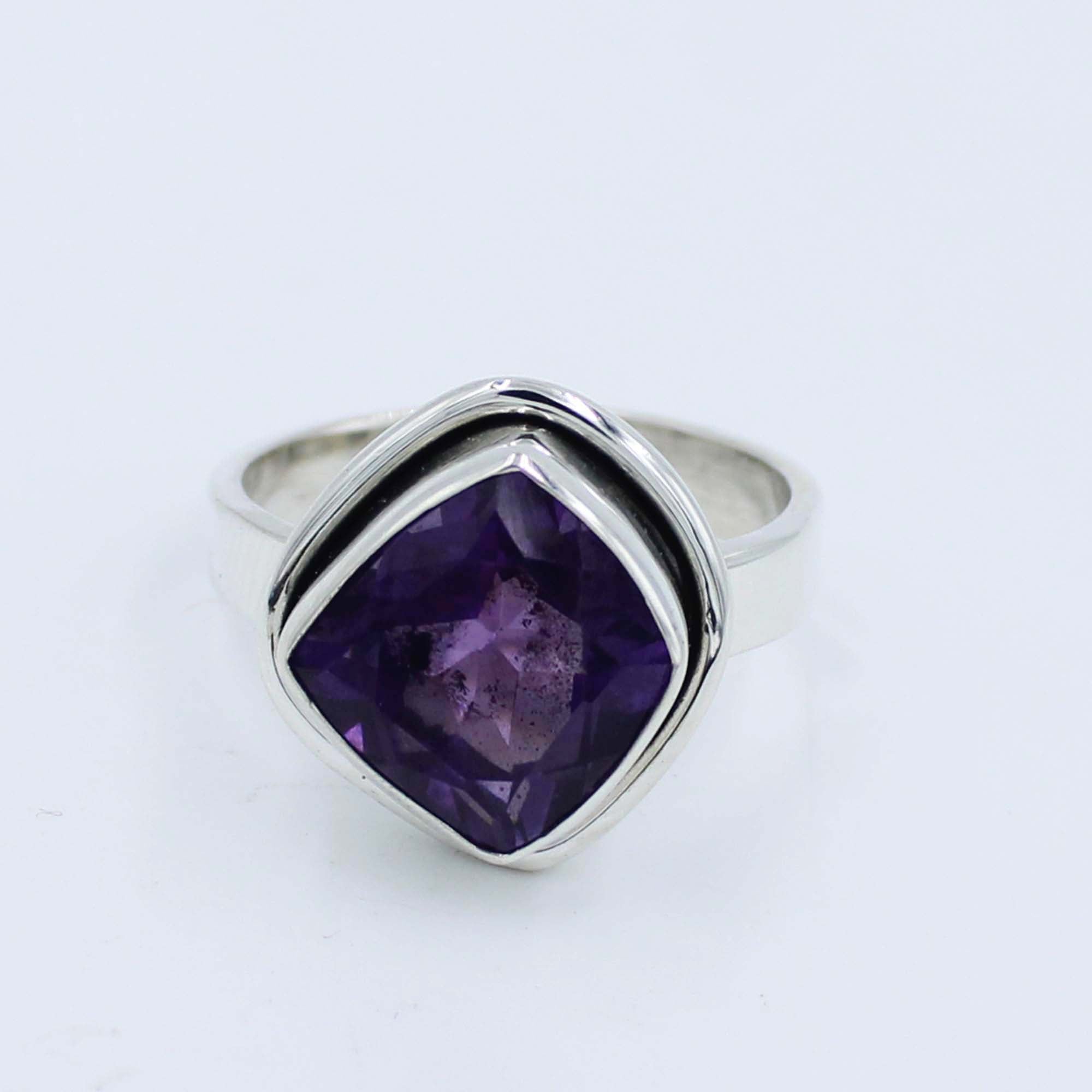 February Birthstone Amethyst Silver Ring