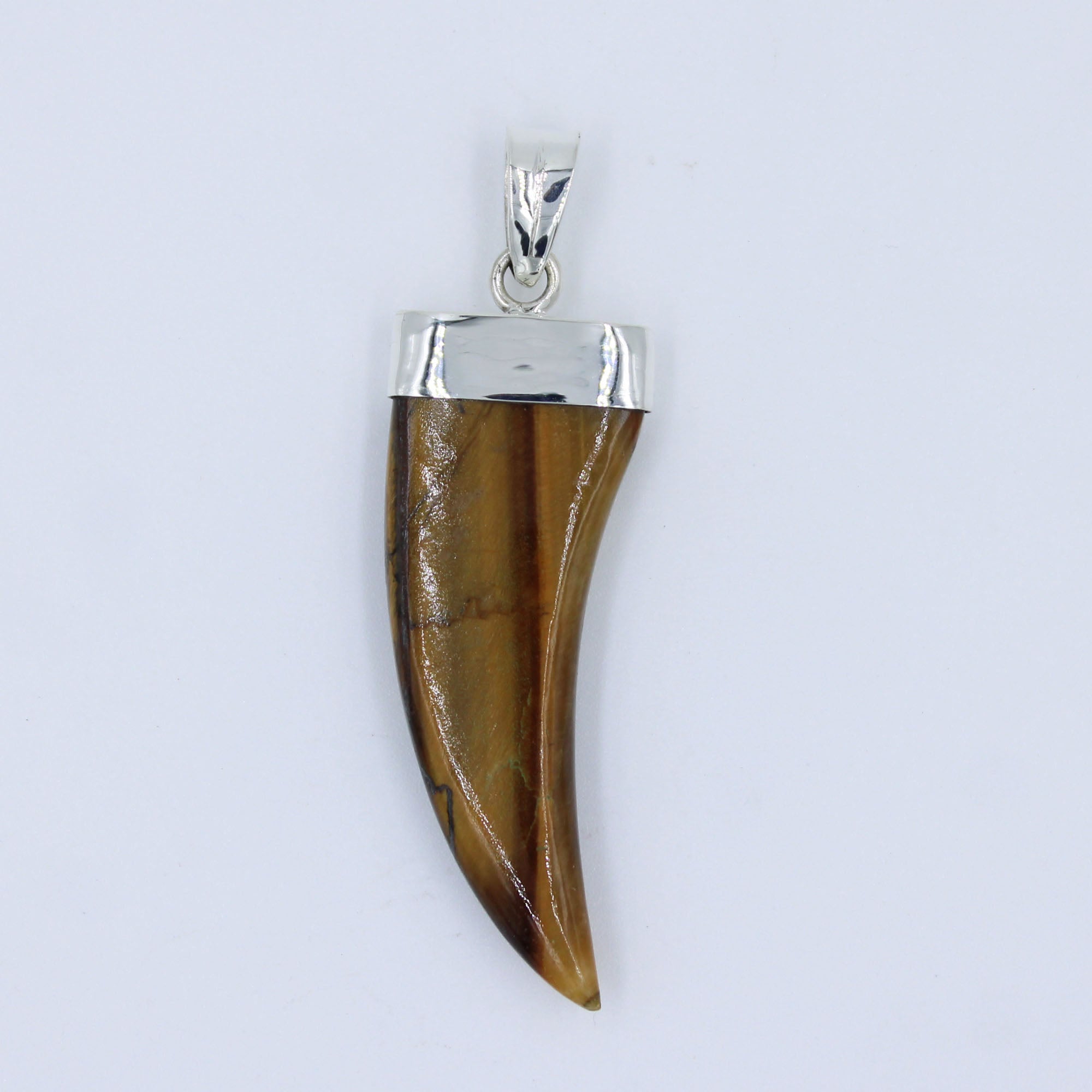 Natural Tiger eye 925 Sterling Silver Claw Pendant