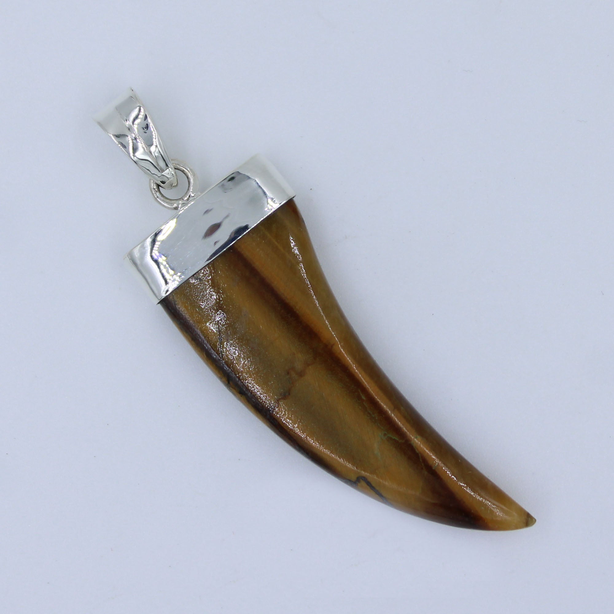 Natural Tiger eye 925 Sterling Silver Claw Pendant