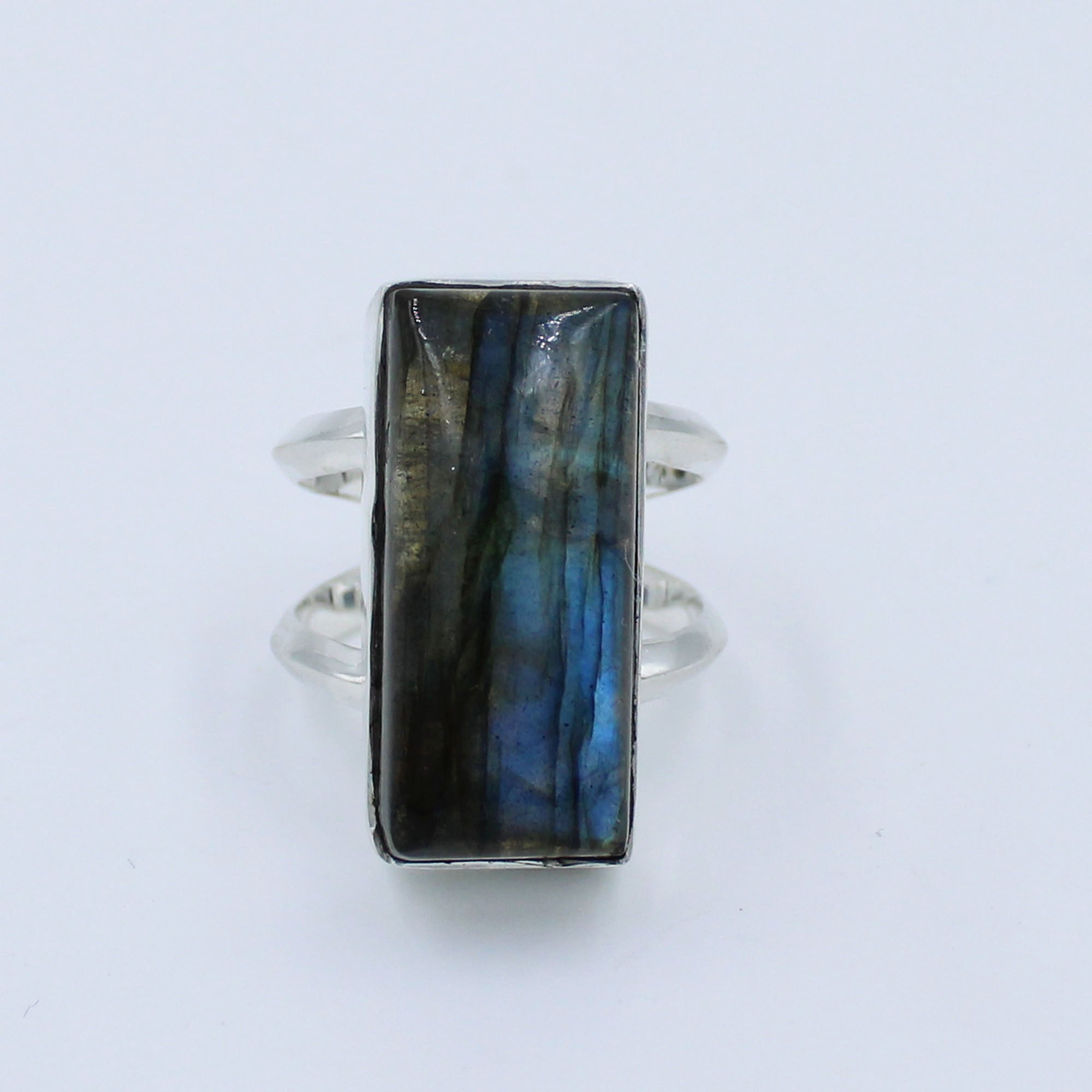 Natural Blue Labradorite 925 Silver Handmade Band Ring