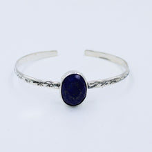 Faceted Lapis Lazuli 925 Sterling Silver Bangle