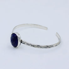 Faceted Lapis Lazuli 925 Sterling Silver Bangle