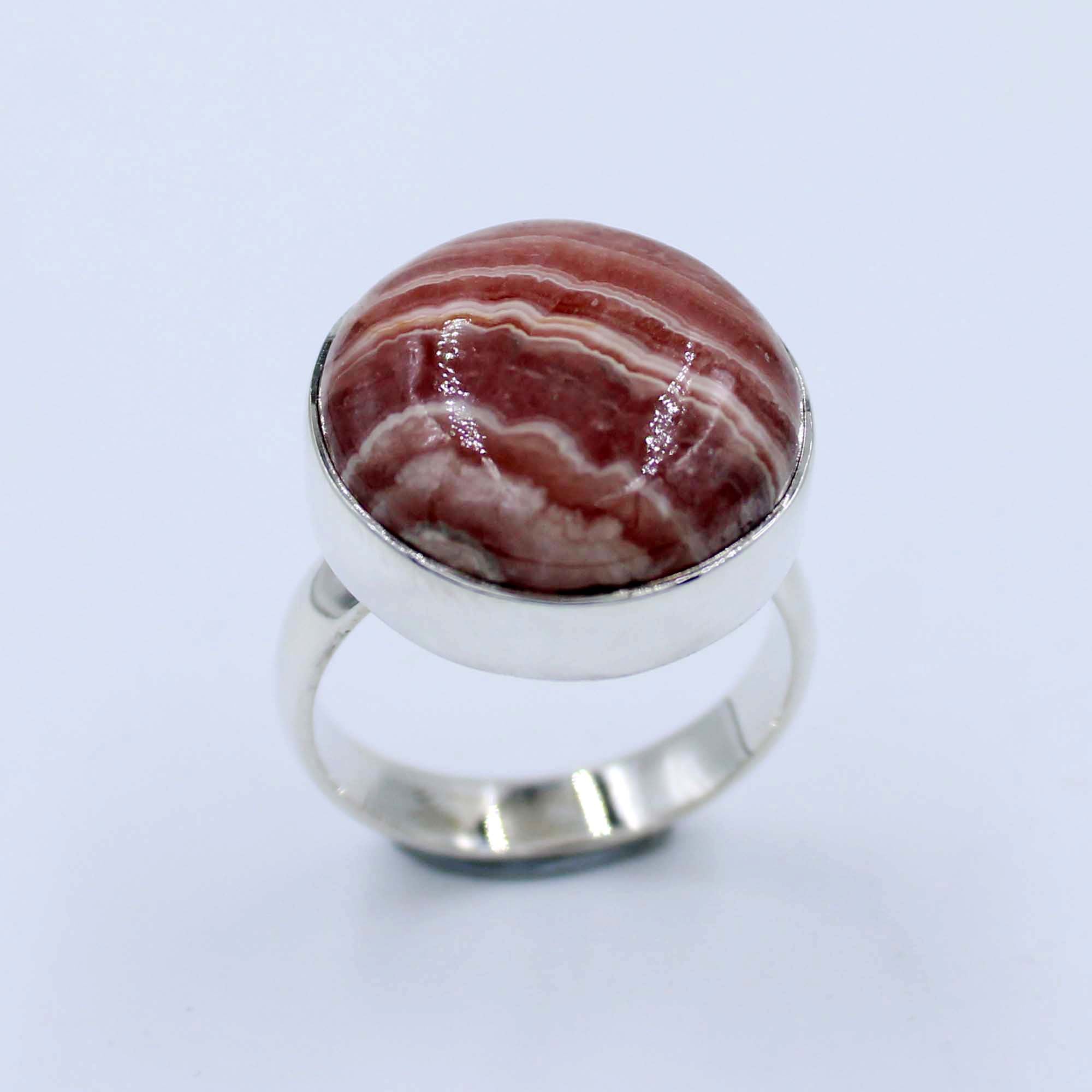 Pink Rhodochrosite Sterling Silver Gift Ring