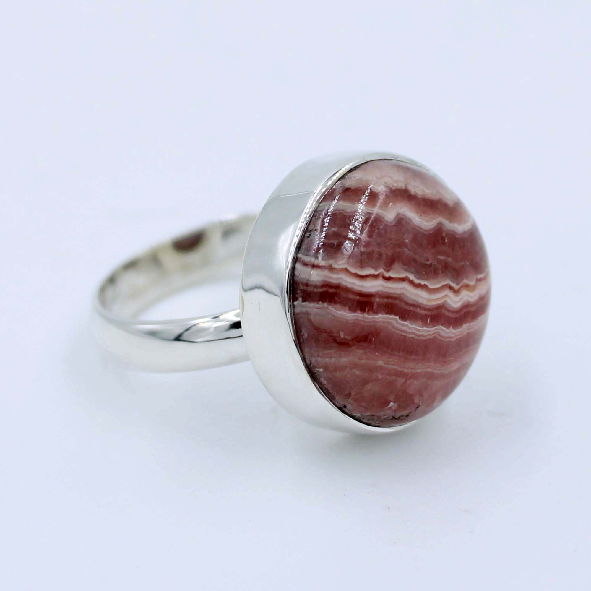 Pink Rhodochrosite Sterling Silver Gift Ring