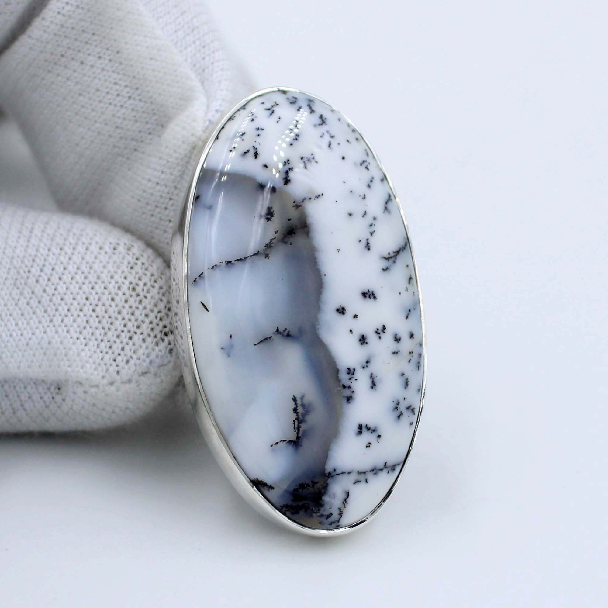 Dendritic Opal Sterling Silver Unisex Ring