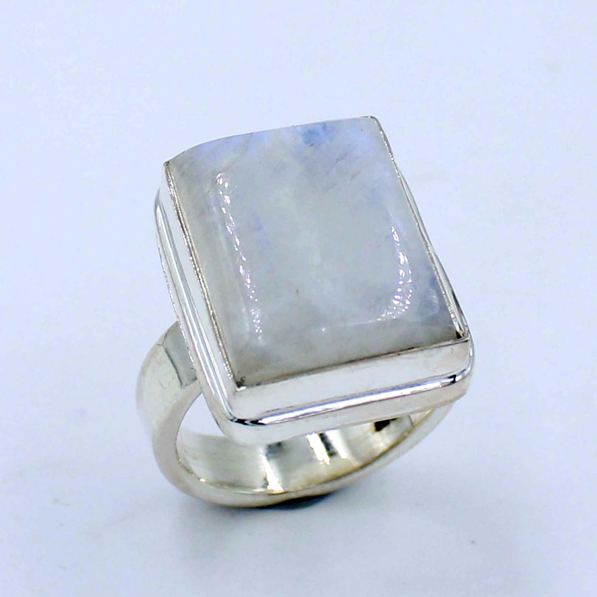 Moonstone Cabochon Silver Gift Ring Size 7