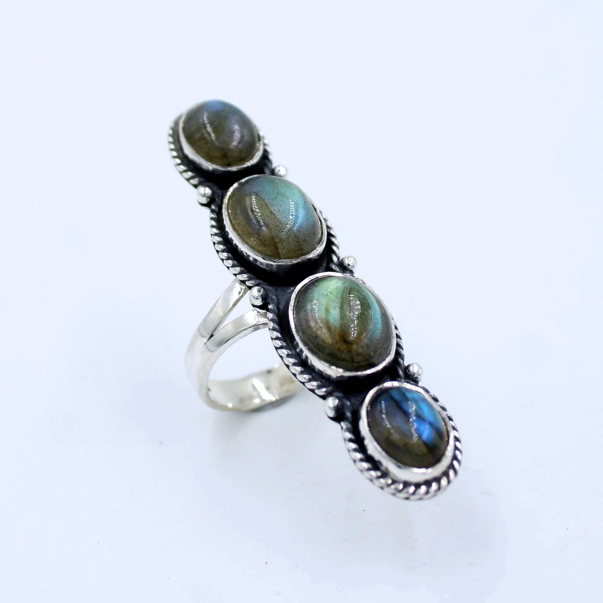 Labradorite Cluster Sterling Silver Ring