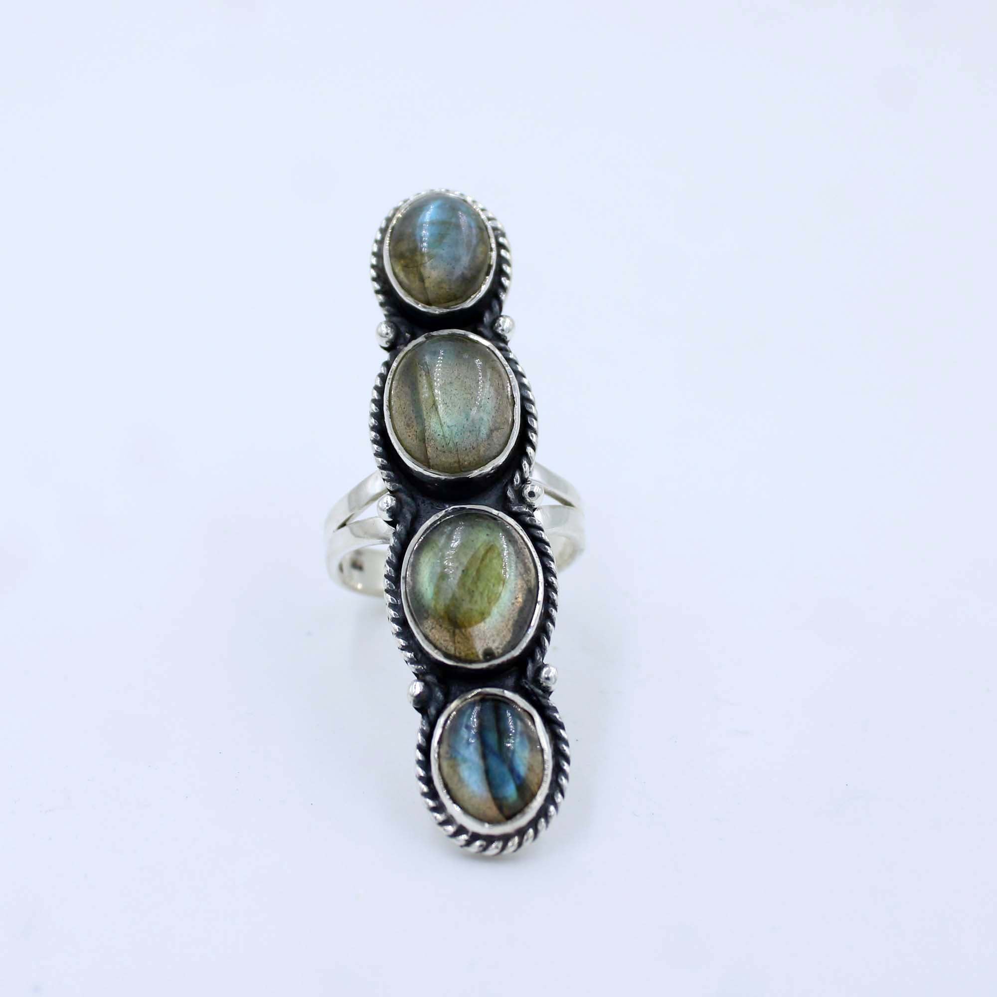 Labradorite Cluster Sterling Silver Ring