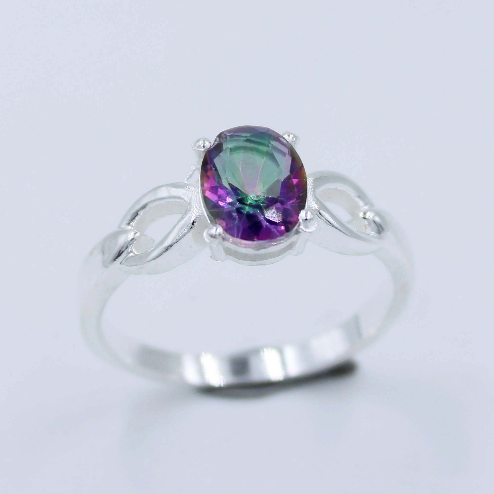 Mystic Quartz Gemstone 925 Sterling Silver Ring