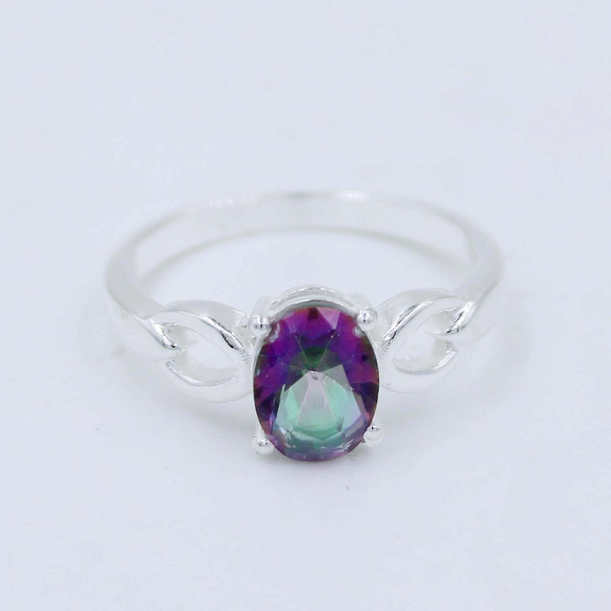 Mystic Quartz Gemstone 925 Sterling Silver Ring