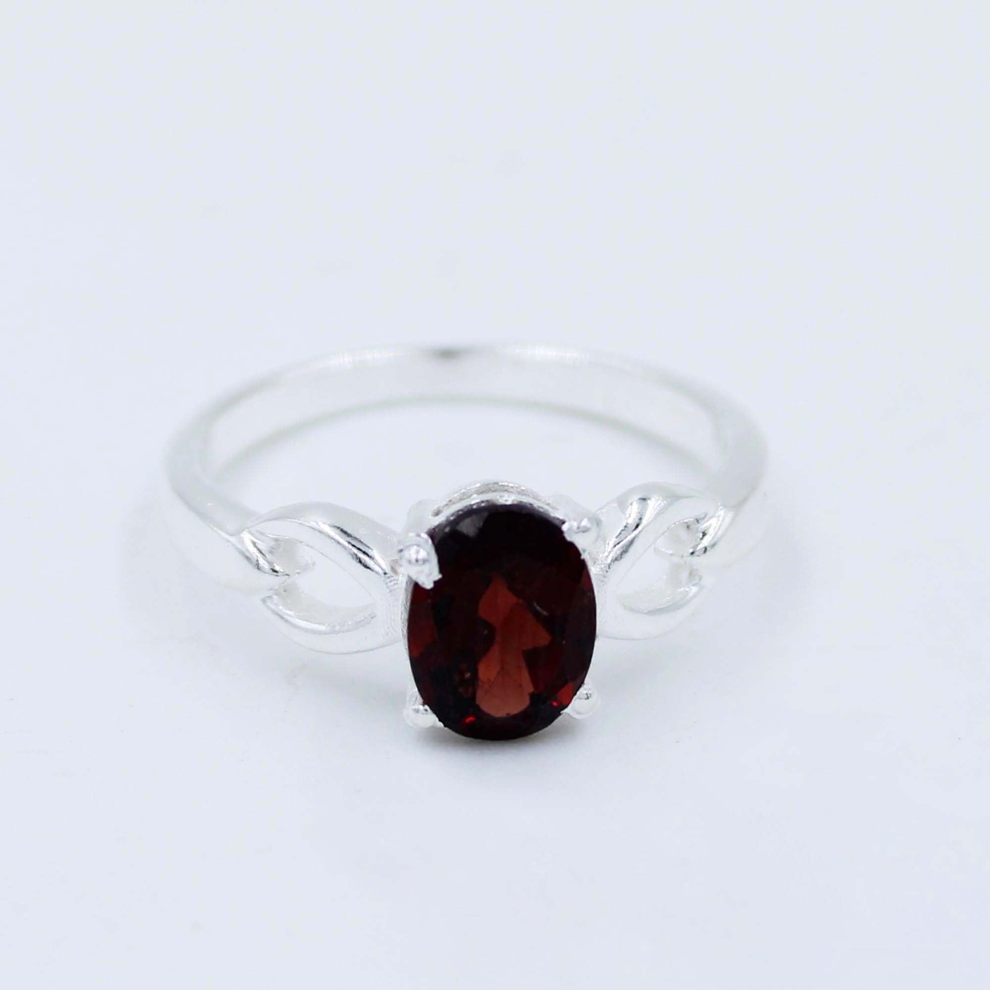 Natural Garnet Oval 925 Silver Women's Ring