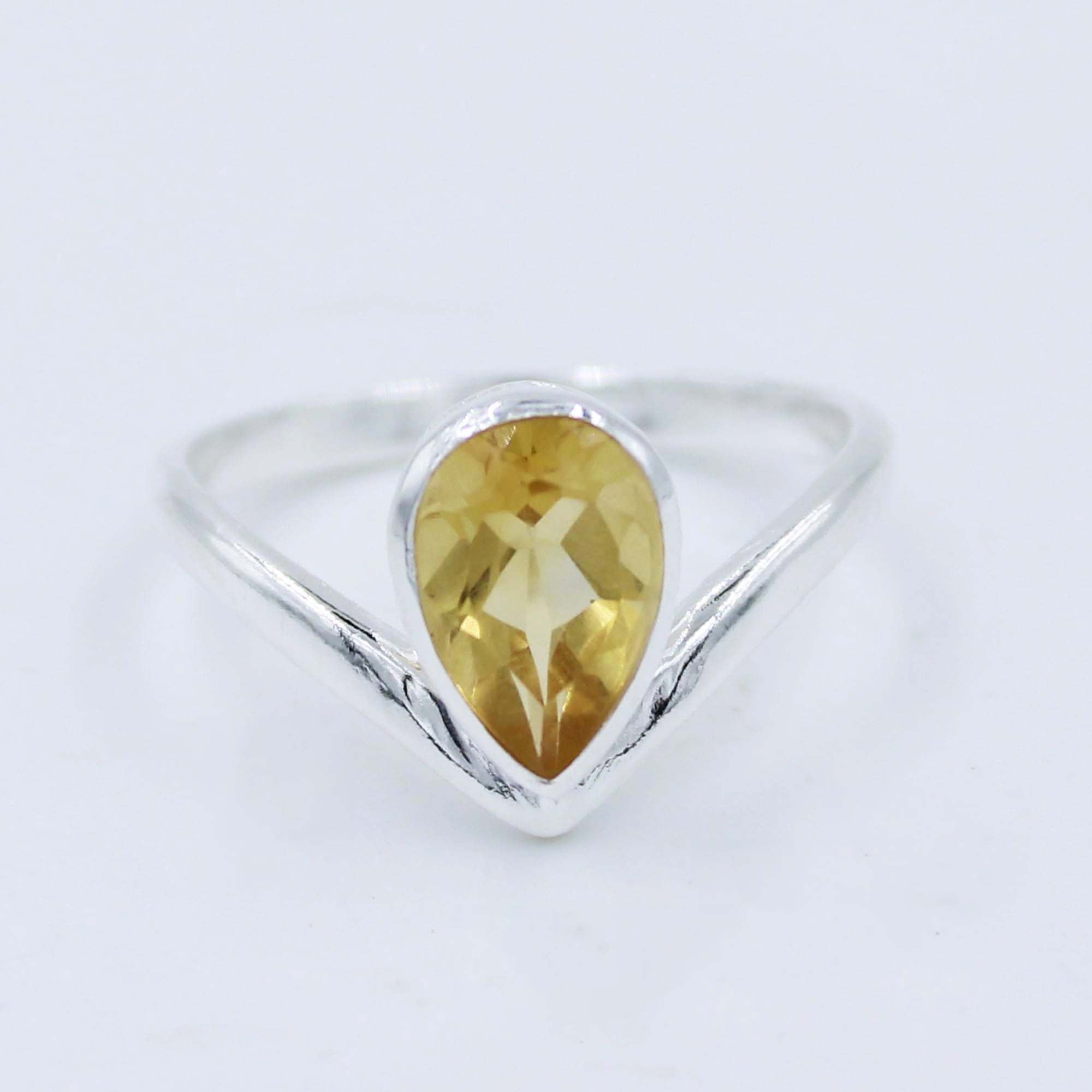 Natural Citrine Faceted 925 Sterling Silver Handmade Ring