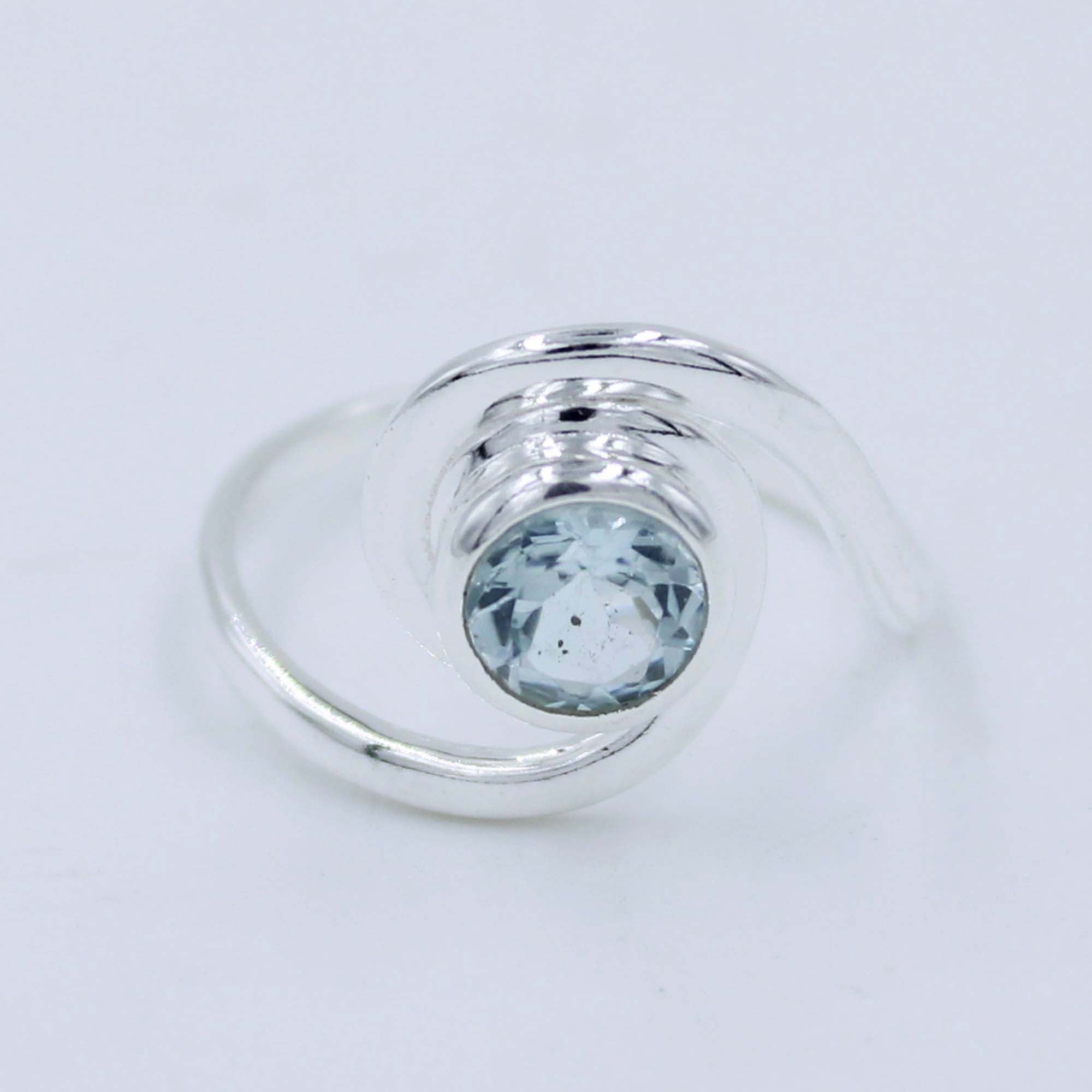 Natural Blue Topaz 925 Sterling Silver Ring