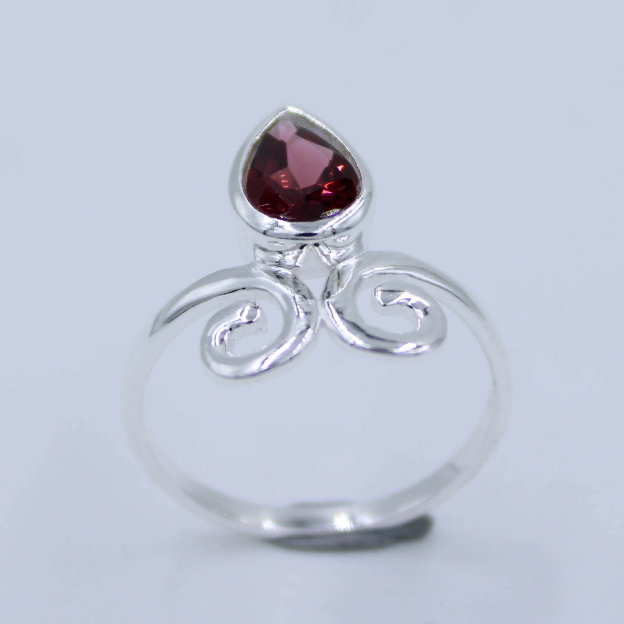 Natural Garnet Gemstone 925 Silver Women's Ring