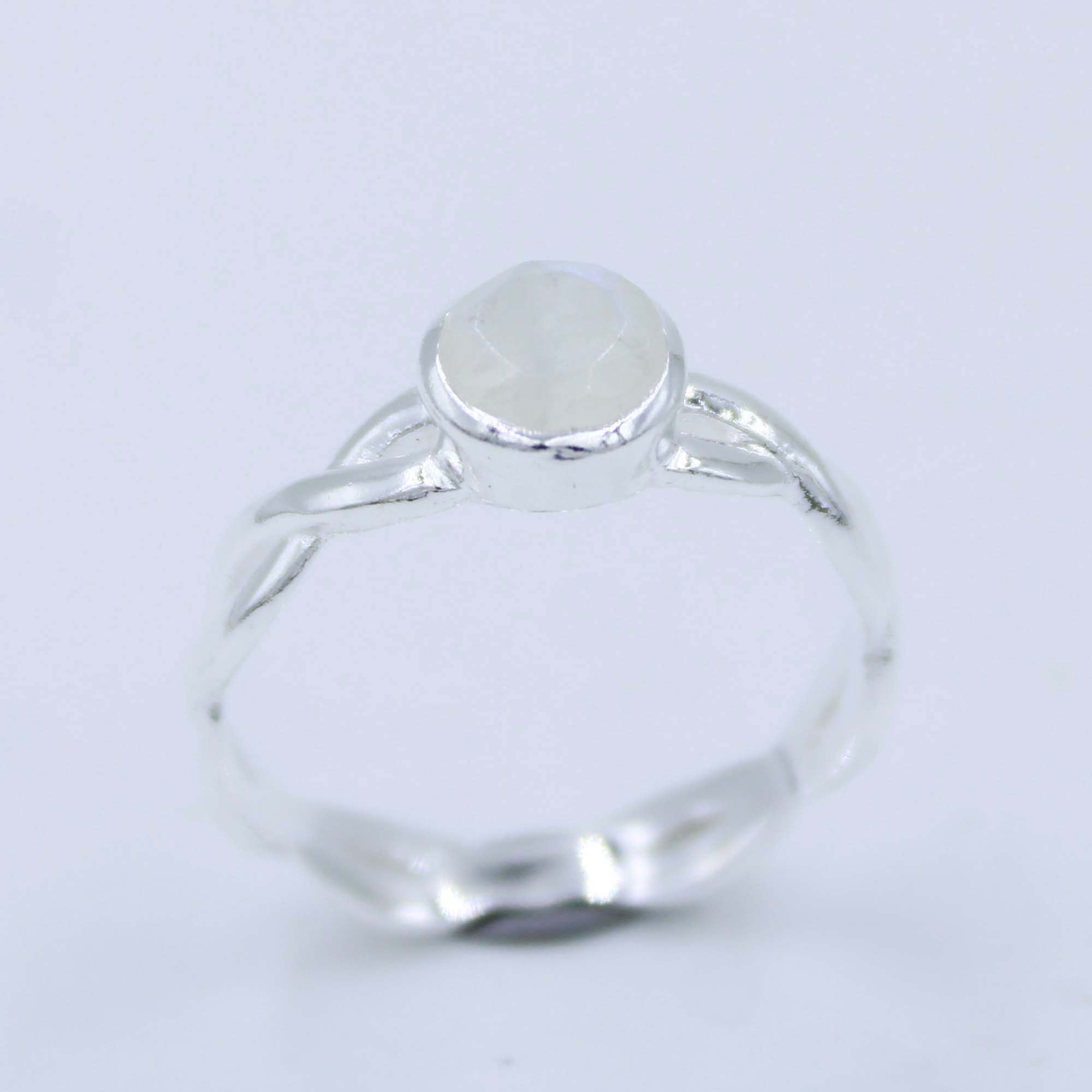 Natural Rainbow Moonstone 925 Silver Ring