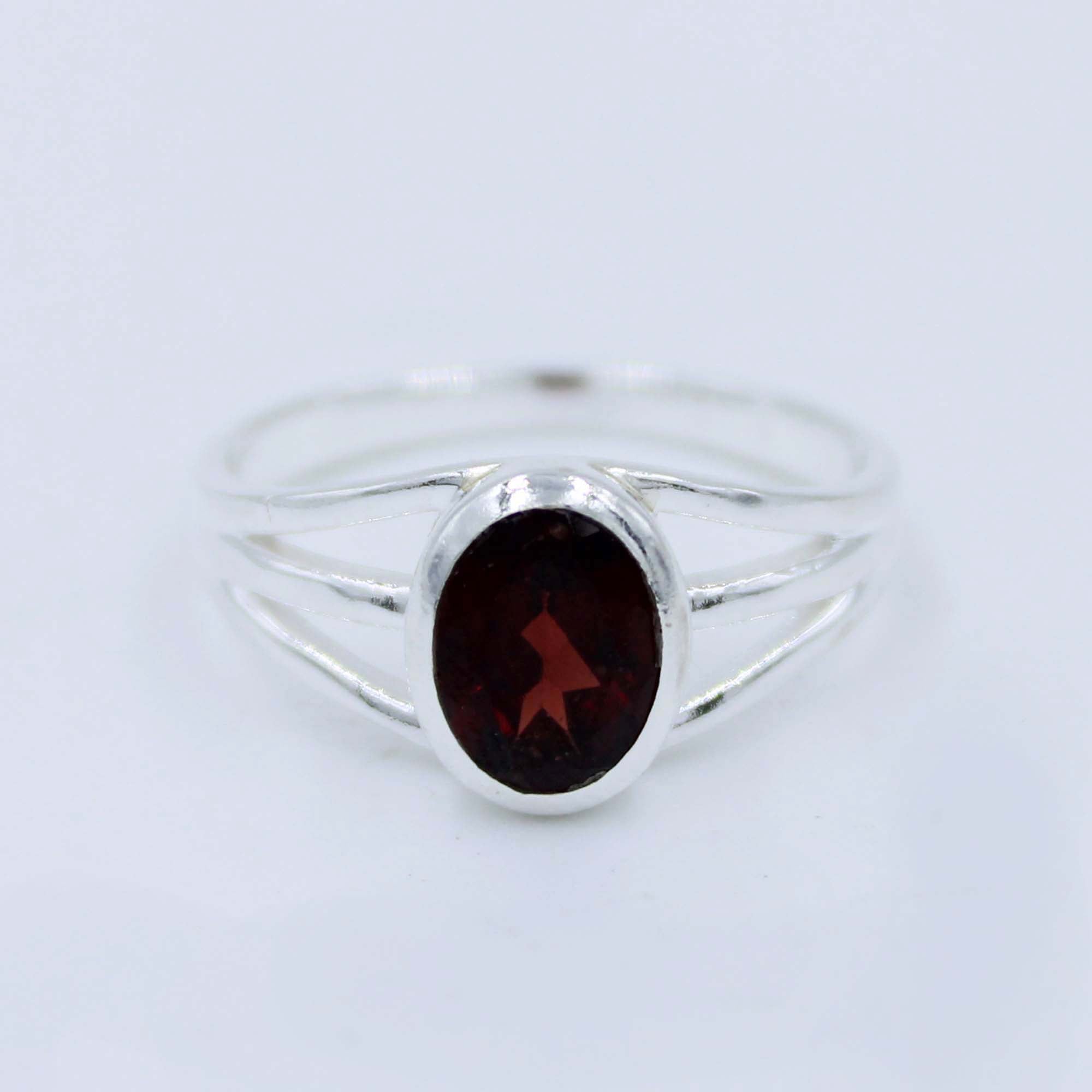 Natural Garnet Gemstone 925 Silver Jewelry Ring