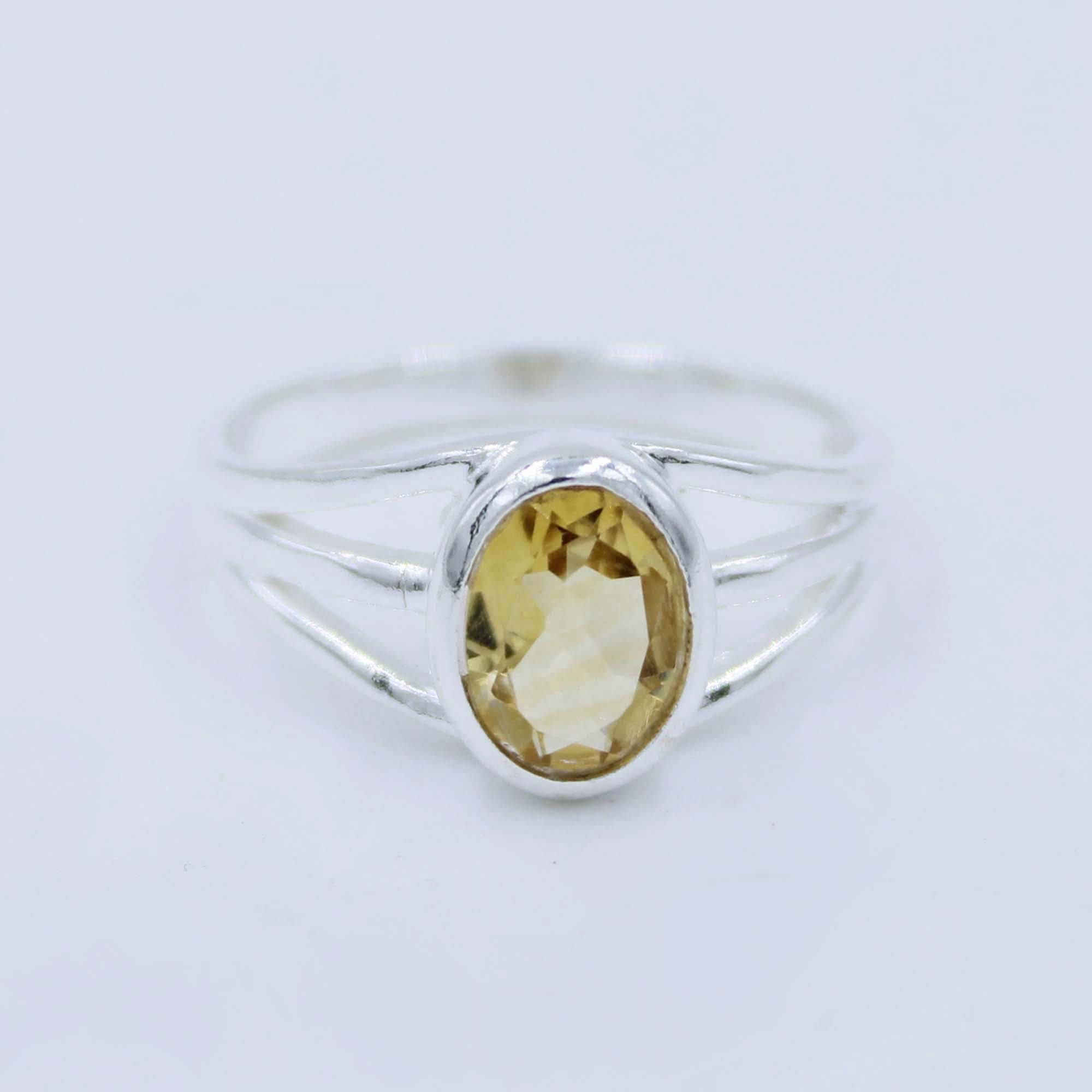 Natural Citrine Faceted 925 Silver Ring