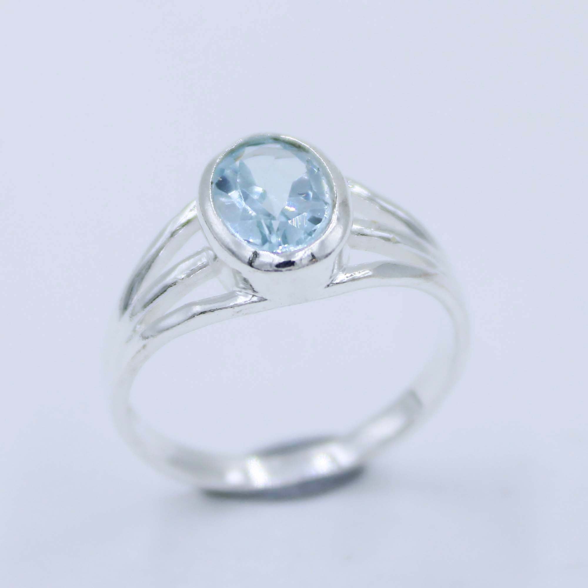 Natural Blue Topaz Silver Ring